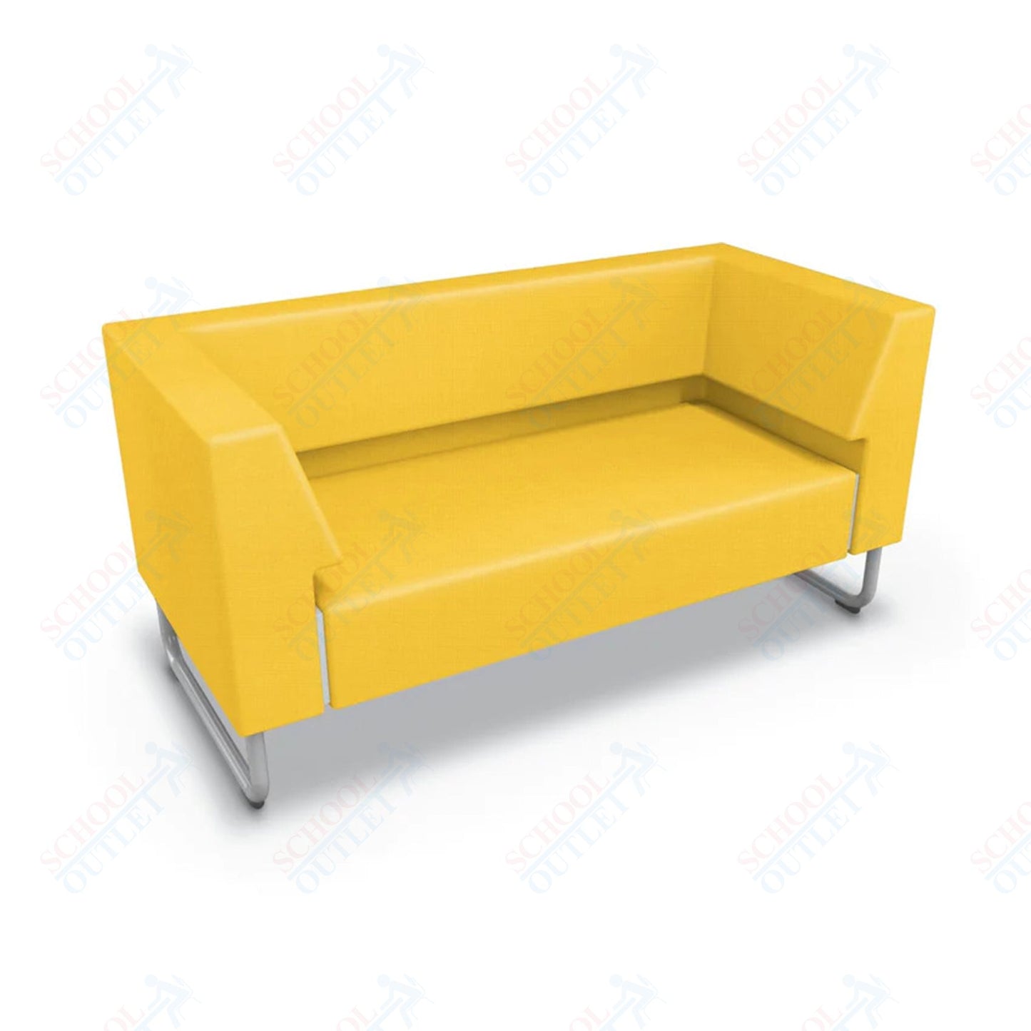 Mooreco Akt Soft Seating Lounge Loveseat - Both Arms - Grade 02 Fabric and Powder Coated Sled Legs