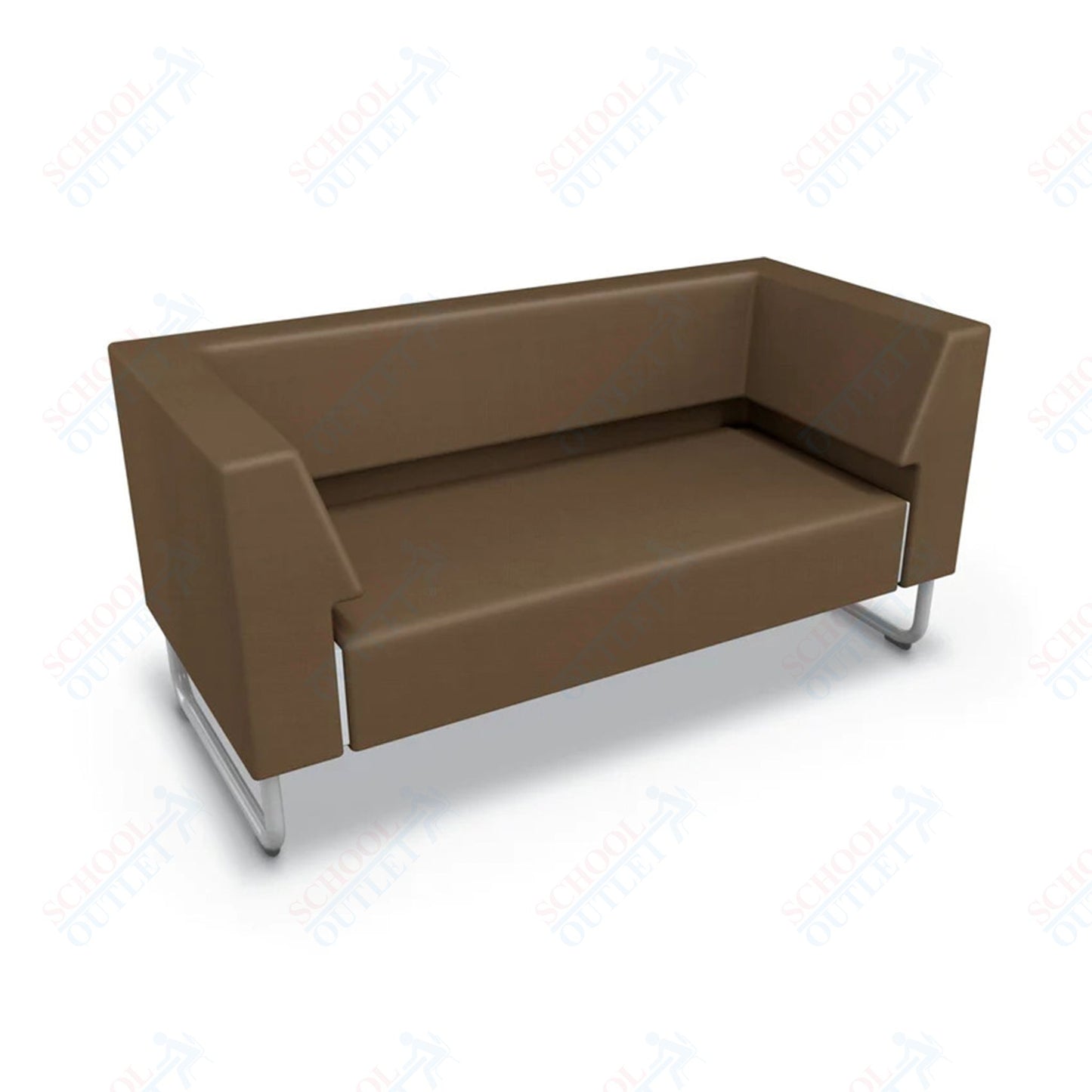 Mooreco Akt Soft Seating Lounge Loveseat - Both Arms - Grade 02 Fabric and Powder Coated Sled Legs