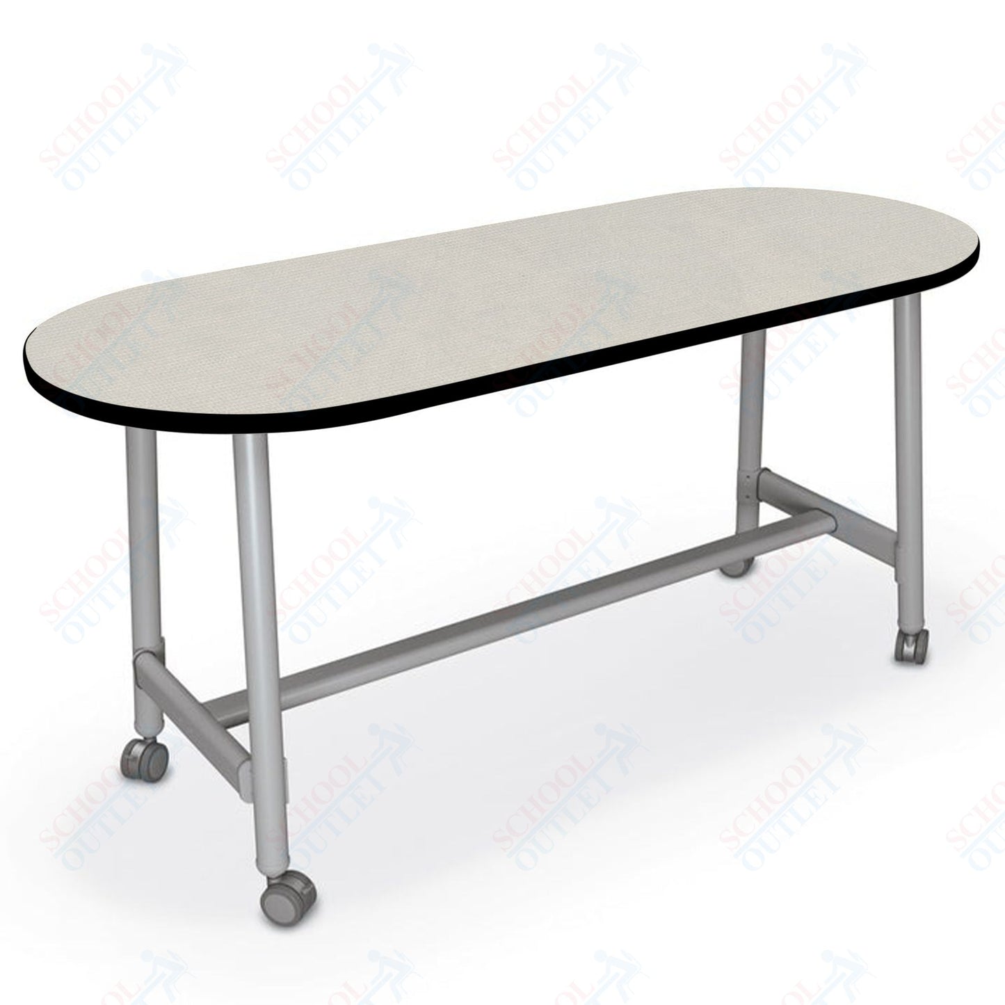 Mooreco Akt Table – 30"D x 72"W Racetrack, Laminate Top, Fixed Height Available in 29"H, 36"H, or 42"H