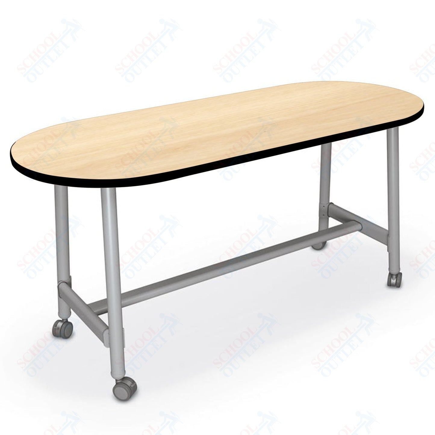 Mooreco Akt Table – 30"D x 72"W Racetrack, Laminate Top, Fixed Height Available in 29"H, 36"H, or 42"H