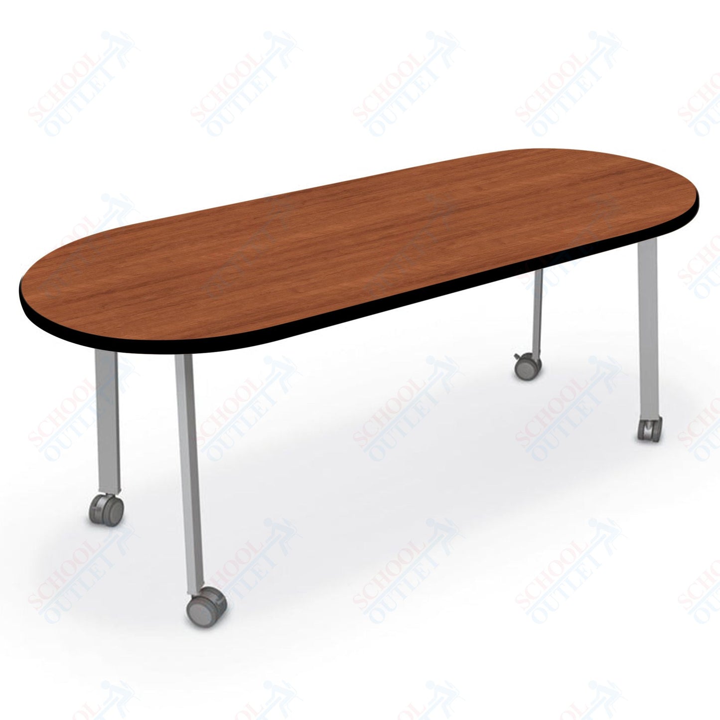 Mooreco Akt Table – 30"D x 72"W Racetrack, Laminate Top, Fixed Height Available in 29"H, 36"H, or 42"H