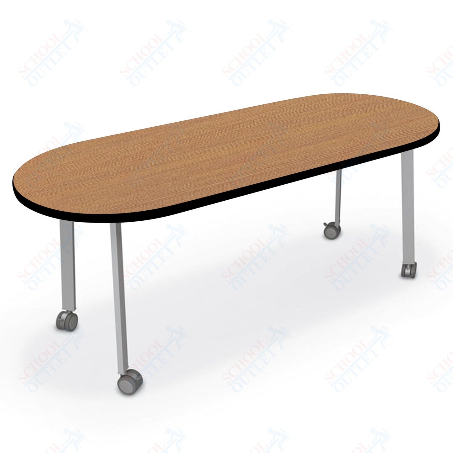 Mooreco Akt Table – 30"D x 72"W Racetrack, Laminate Top, Fixed Height Available in 29"H, 36"H, or 42"H