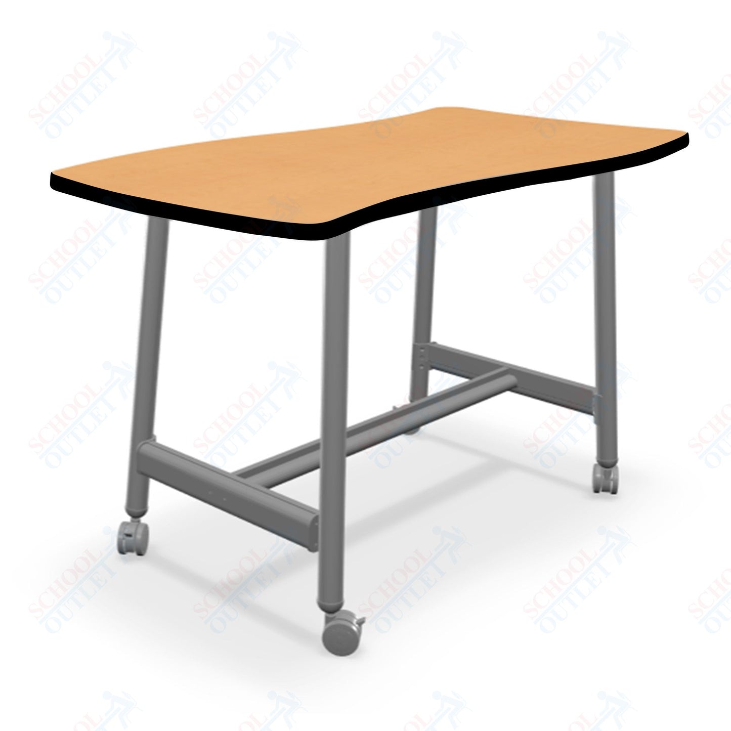 Mooreco Akt Table – Wavy Rectangle, Laminate Top, Fixed Height Available in 29"H, 36"H, or 42"H - SchoolOutlet