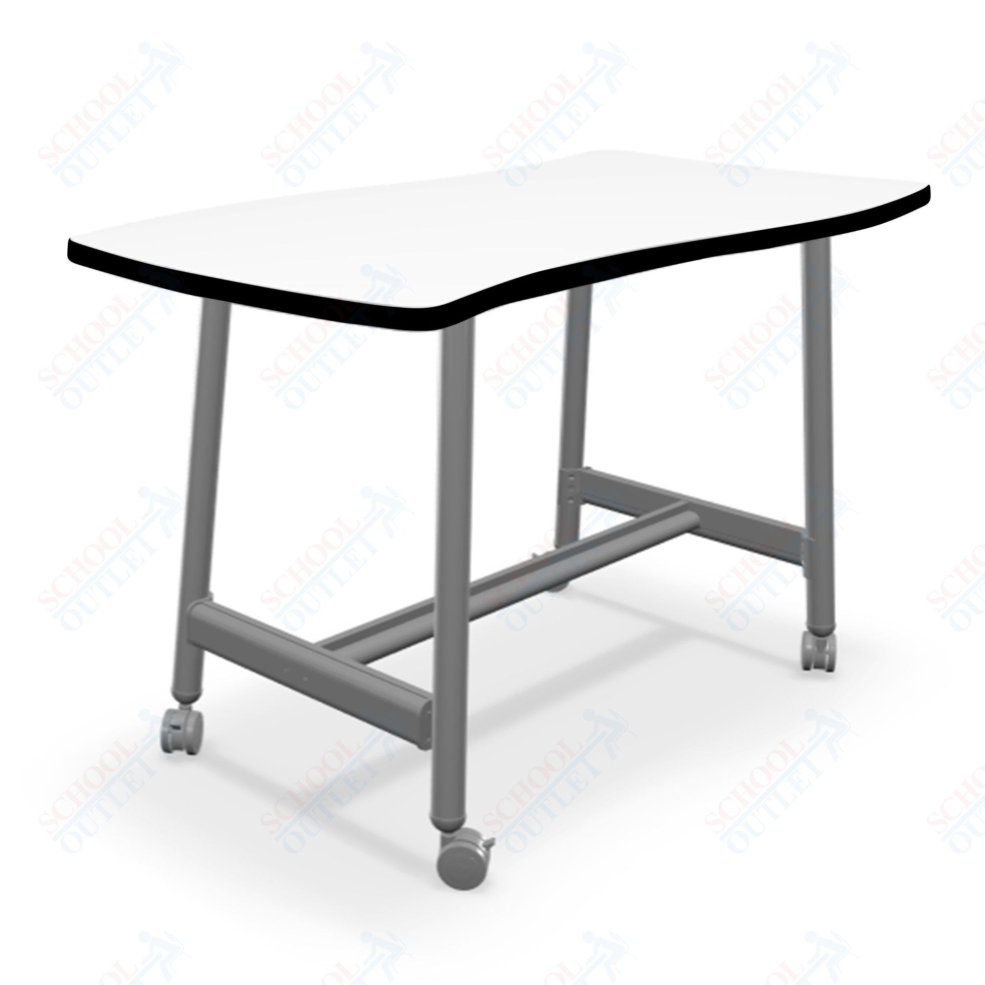 Mooreco Akt Table – Wavy Rectangle, Laminate Top, Fixed Height Available in 29"H, 36"H, or 42"H - SchoolOutlet