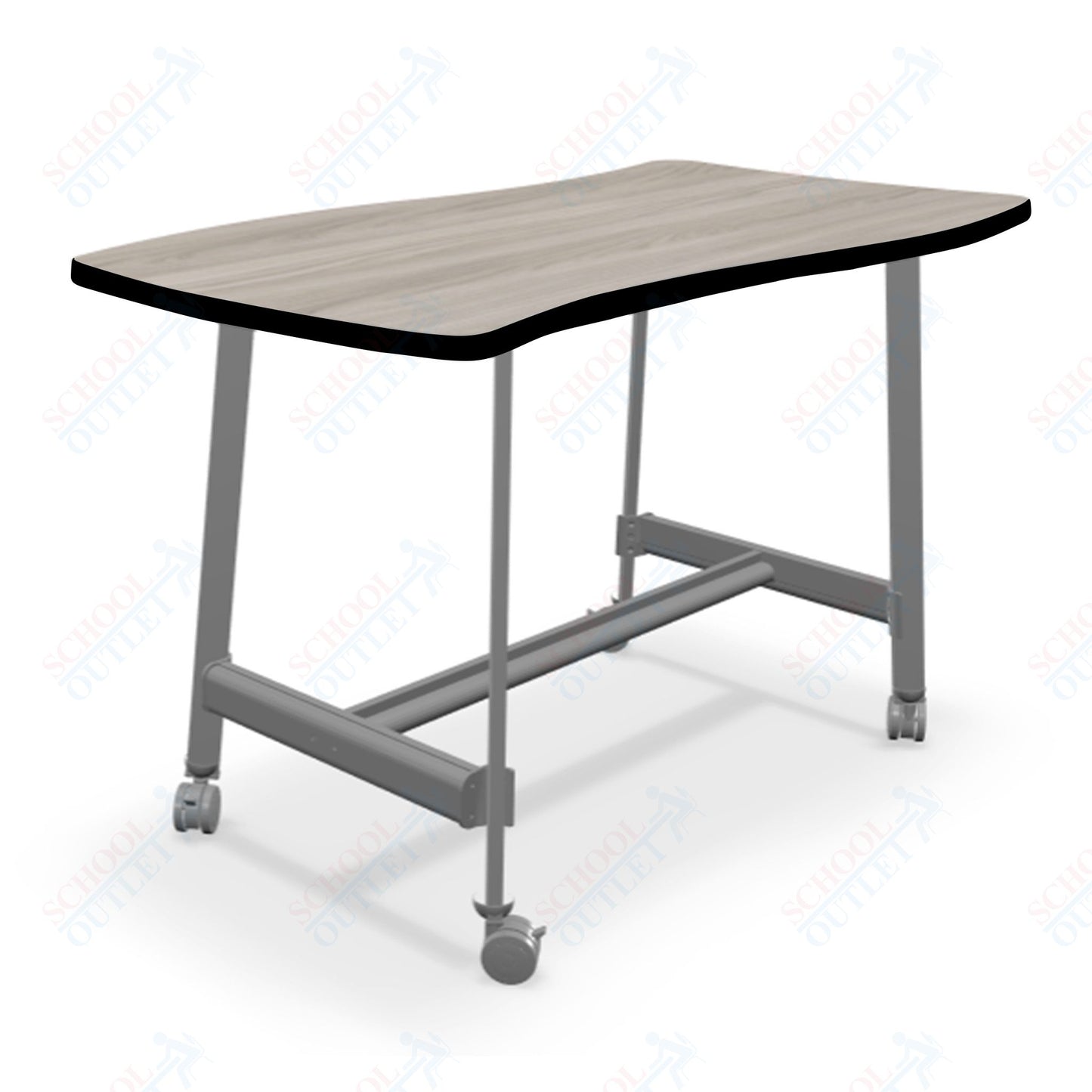 Mooreco Akt Table – Wavy Rectangle, Laminate Top, Fixed Height Available in 29"H, 36"H, or 42"H - SchoolOutlet