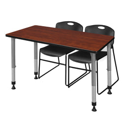 Regency Kee 48 x 24 in. Adjustable Classroom Table & 2 Zeng Stack Chairs