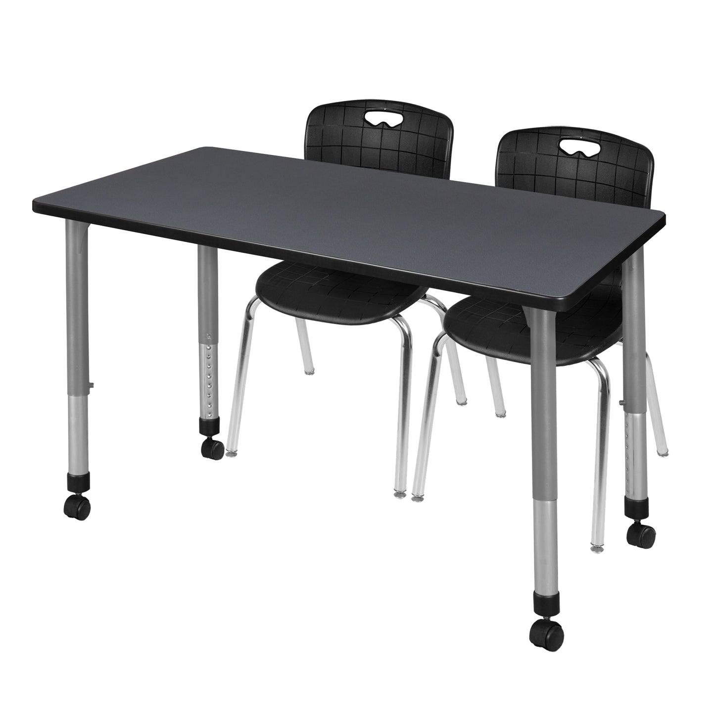 Regency Kee 48 x 30 in. Adjustable Classroom Table & 2 Andy 18 in. Stack Chairs