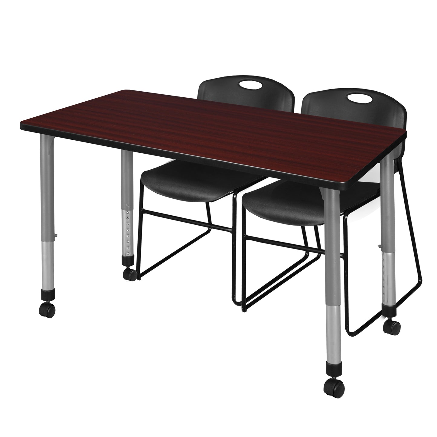 Regency Kee 48 x 30 in. Adjustable Classroom Table & 2 Zeng Stack Chairs