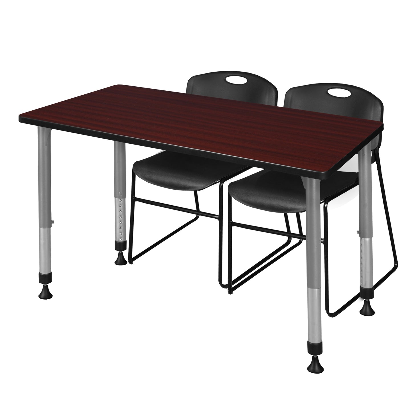 Regency Kee 48 x 30 in. Adjustable Classroom Table & 2 Zeng Stack Chairs