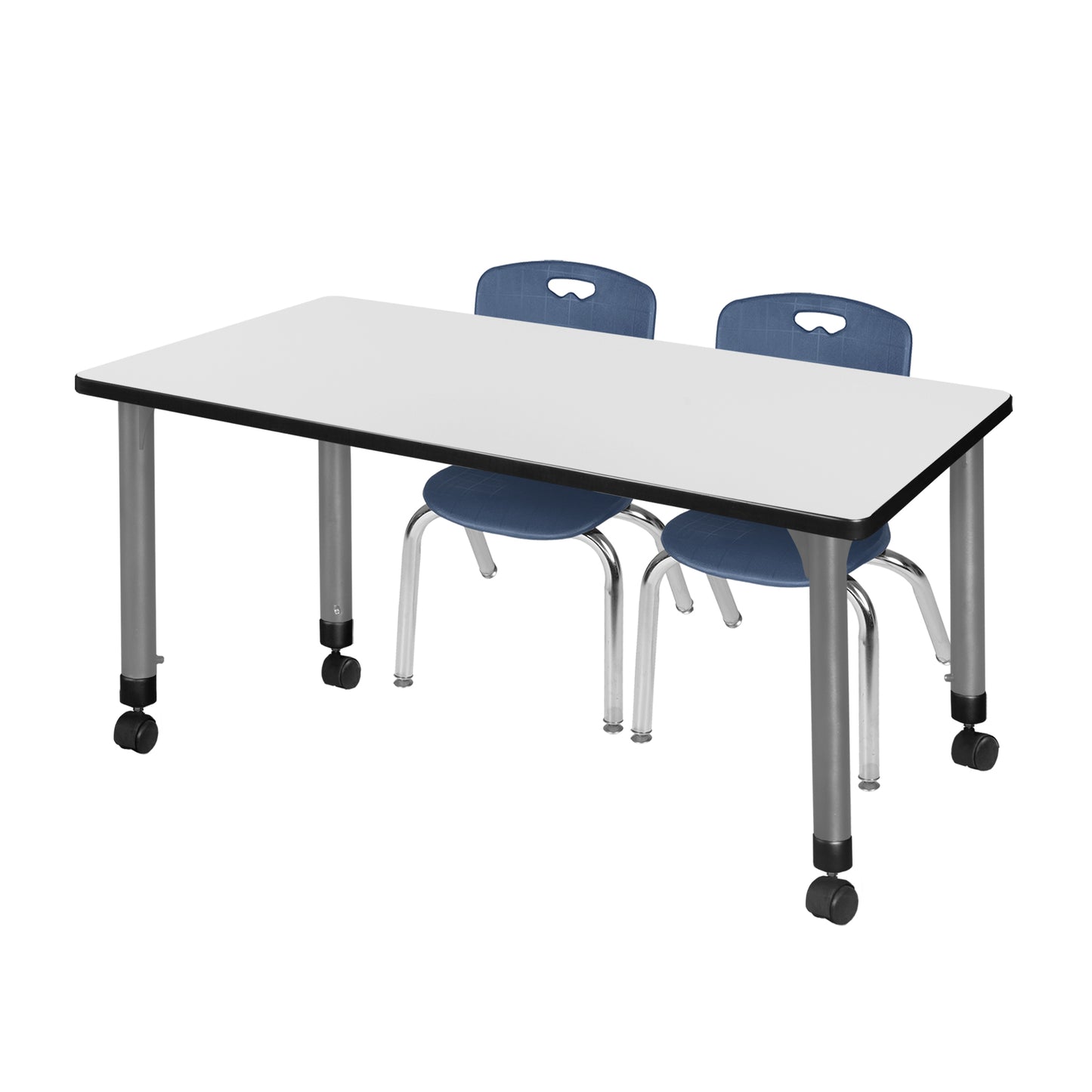 Regency Kee 48 x 24 in. Adjustable Classroom Table & 2 Andy 12 in. Stack Chairs