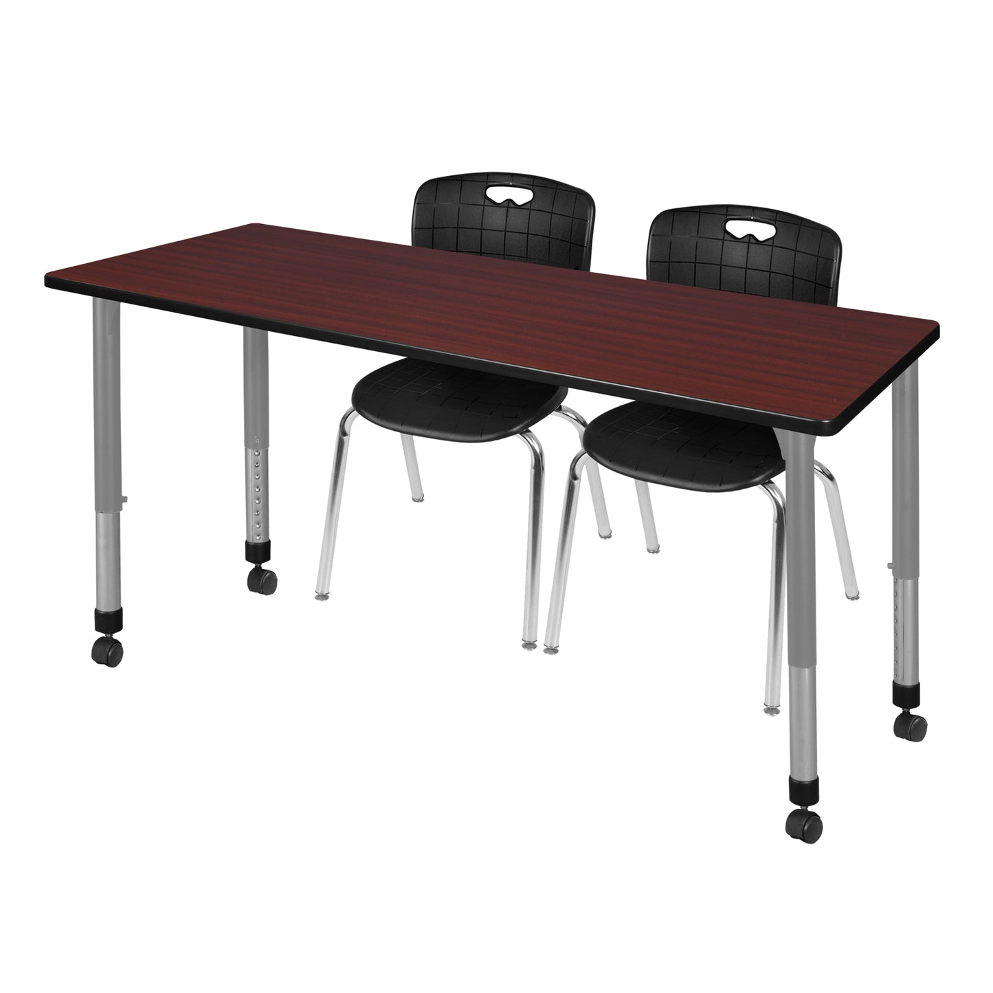 Regency Kee 60 x 24 in. Adjustable Classroom Table- Cherry & 2 Andy 18 in. Stack Chairs