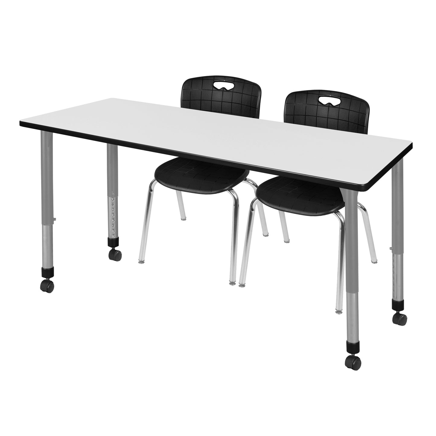Regency Kee 60 x 24 in. Adjustable Classroom Table- Cherry & 2 Andy 18 in. Stack Chairs