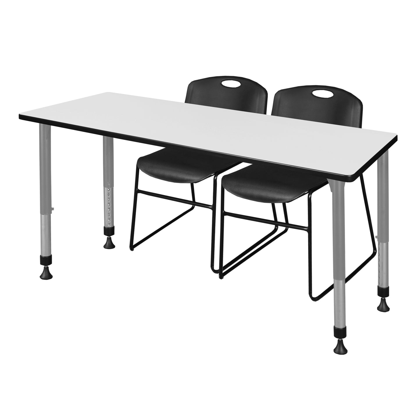Regency Kee 60 x 24 in. Adjustable Classroom Table & 2 Zeng Stack Chairs