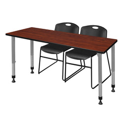 Regency Kee 60 x 30 in. Adjustable Classroom Table & 2 Zeng Stack Chairs