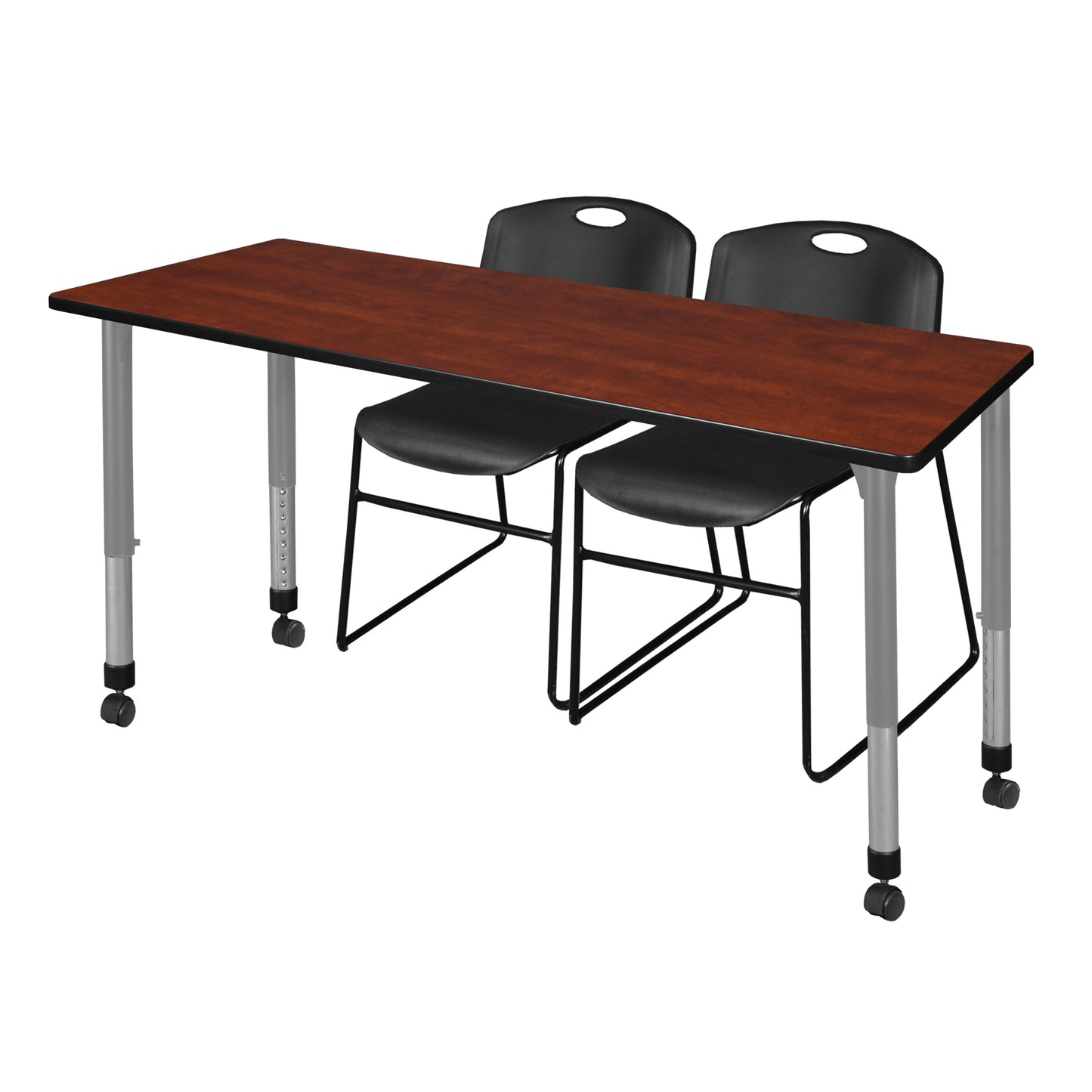 Regency Kee 72 x 24 in. Adjustable Classroom Table & 2 Zeng Stack Chairs