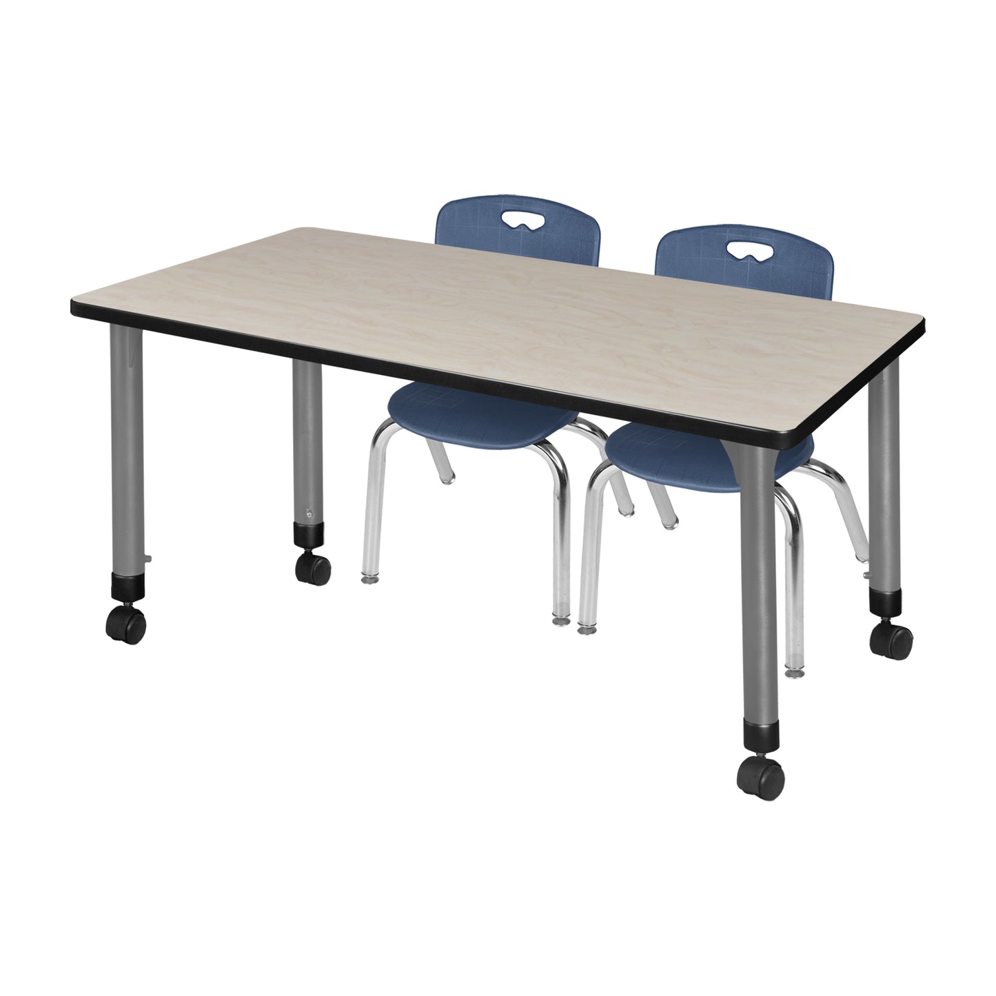 Regency Kee 72 x 24 in. Adjustable Classroom Table & 2 Andy 12 in. Stack Chairs