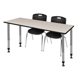 Regency Kee 72 x 24 in. Adjustable Classroom Table & 2 Andy 18 in. Stack Chairs