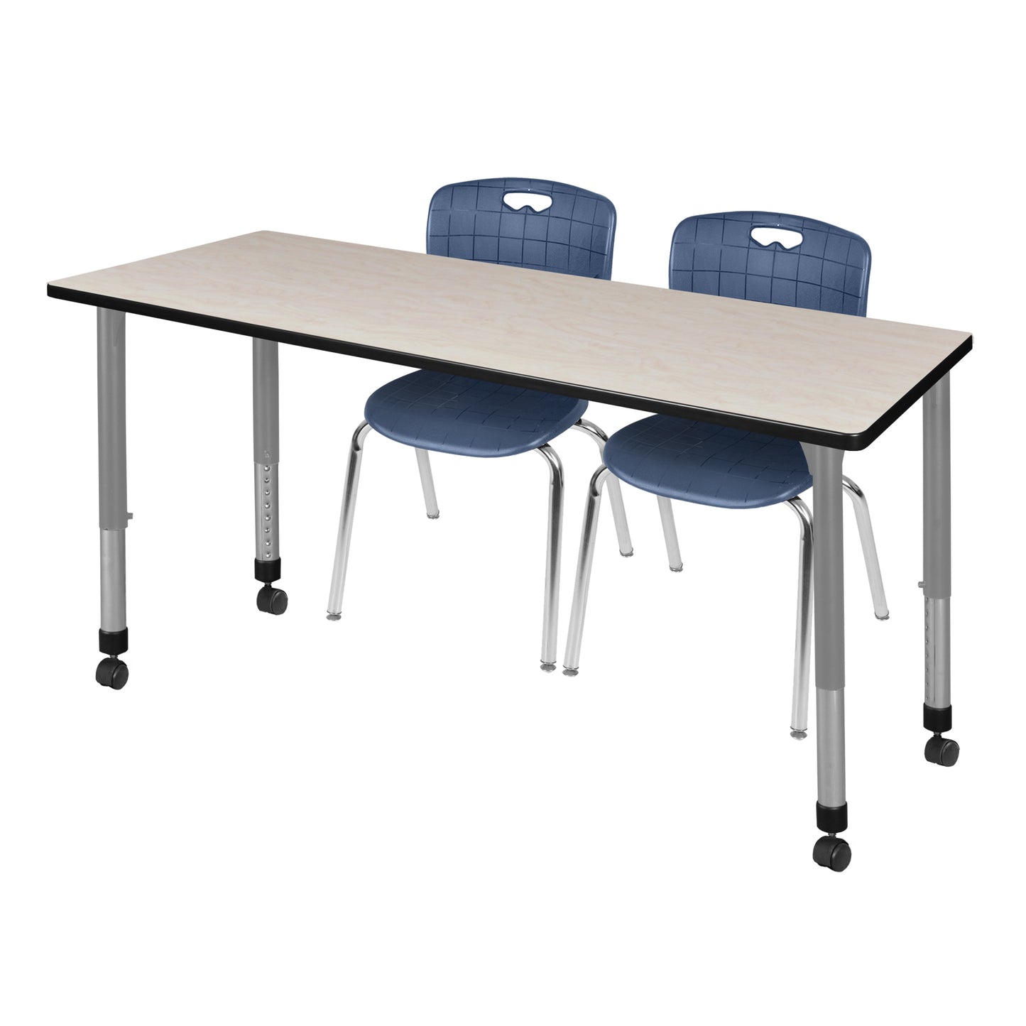 Regency Kee 72 x 30 in. Adjustable Classroom Table & 2 Andy 18 in. Stack Chairs