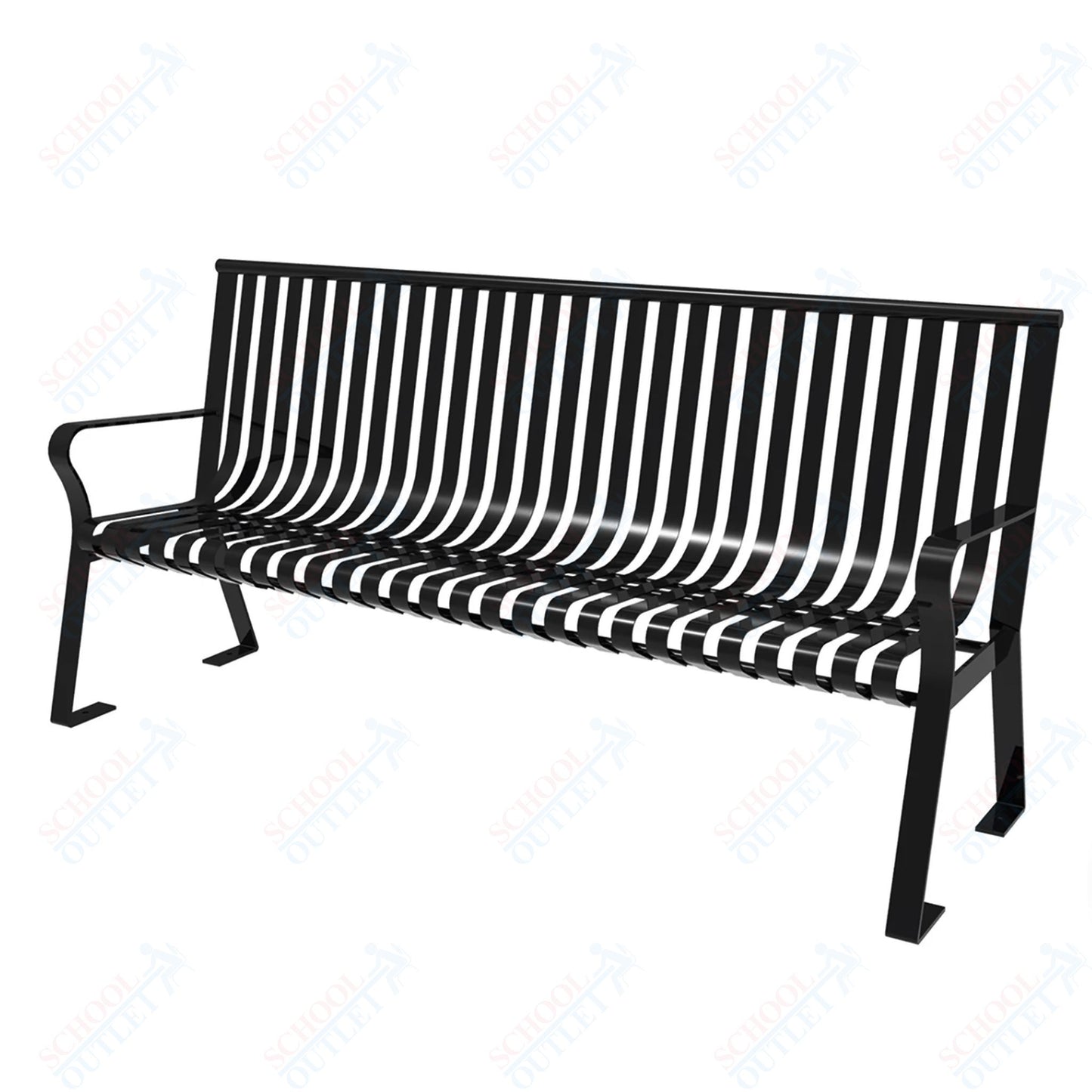MyTcoat - Downtown Outdoor Bench with Straight Back - Strap Metal - Portable or Surface Mount 6' L (MYT-BDT06-I-55)