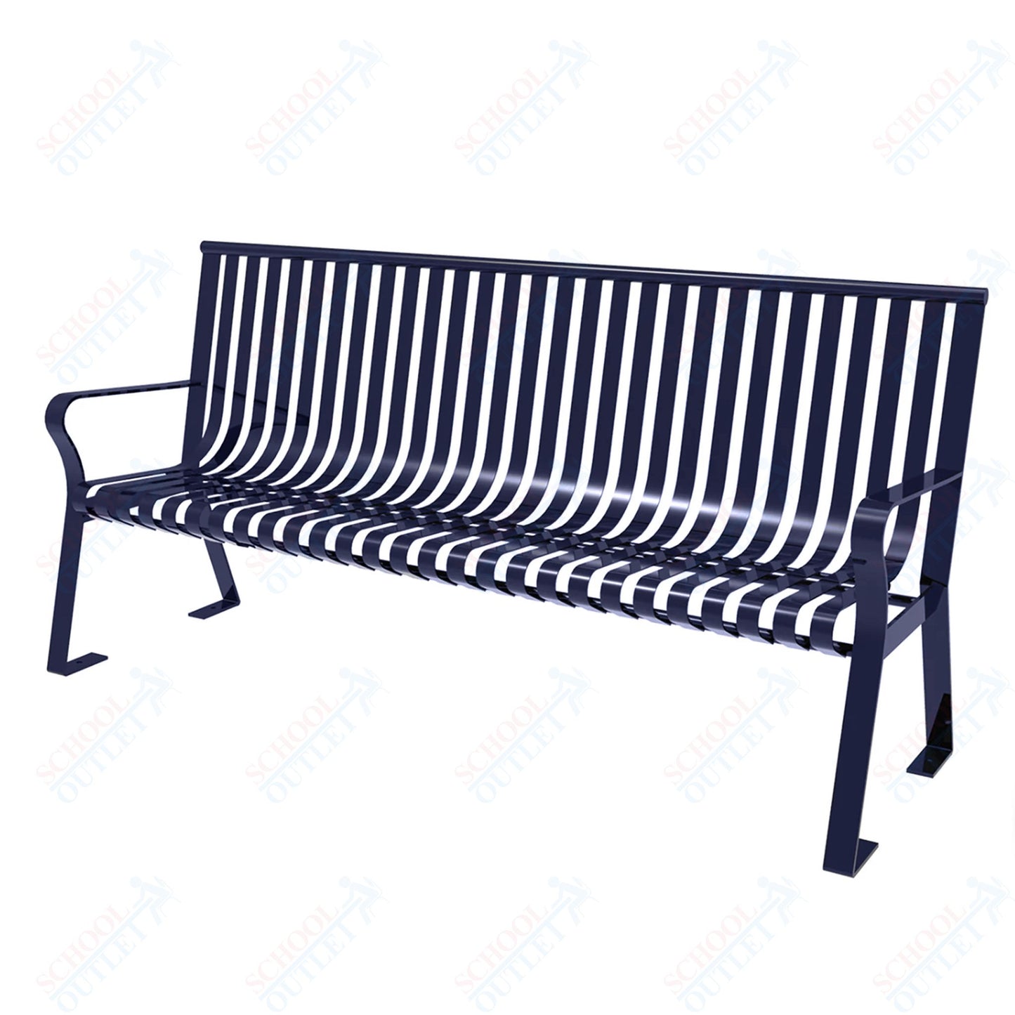 MyTcoat - Downtown Outdoor Bench with Straight Back - Strap Metal - Portable or Surface Mount 6' L (MYT-BDT06-I-55)