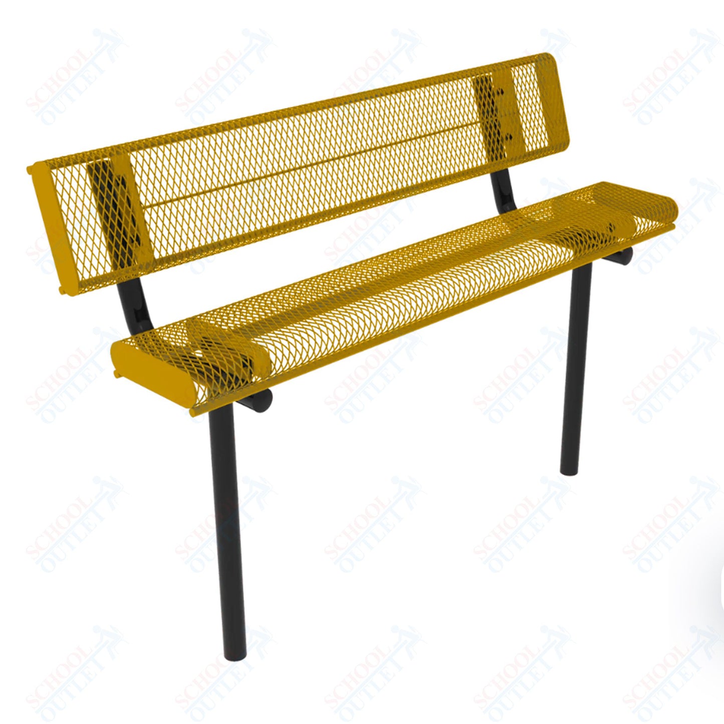 MyTcoat - Rolled Edges Outdoor Bench with Back 4' L - Inground Mount (MYT-BRE04-19)