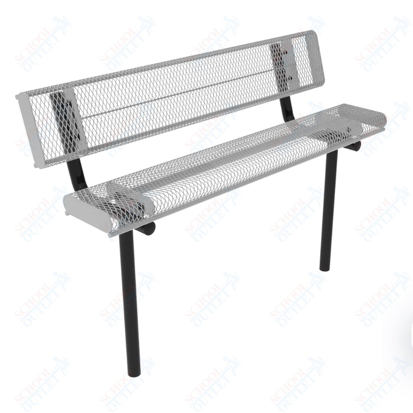 MyTcoat - Rolled Edges Outdoor Bench with Back 6' L - Inground Mount (MYT-BRE06-19)