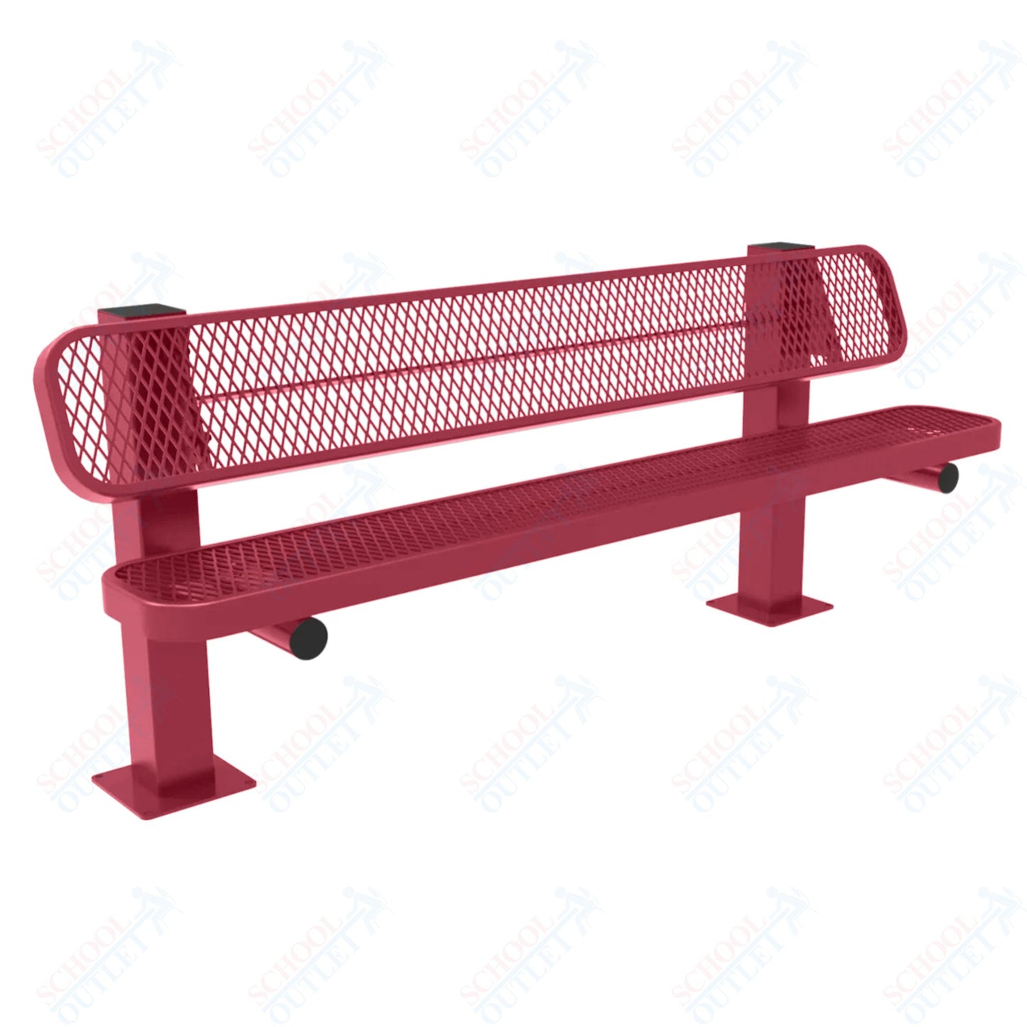 MyTcoat - Single Pedstal Outdoor Bench with Back - Surface Mount 6' L (MYT-BRT06-62)