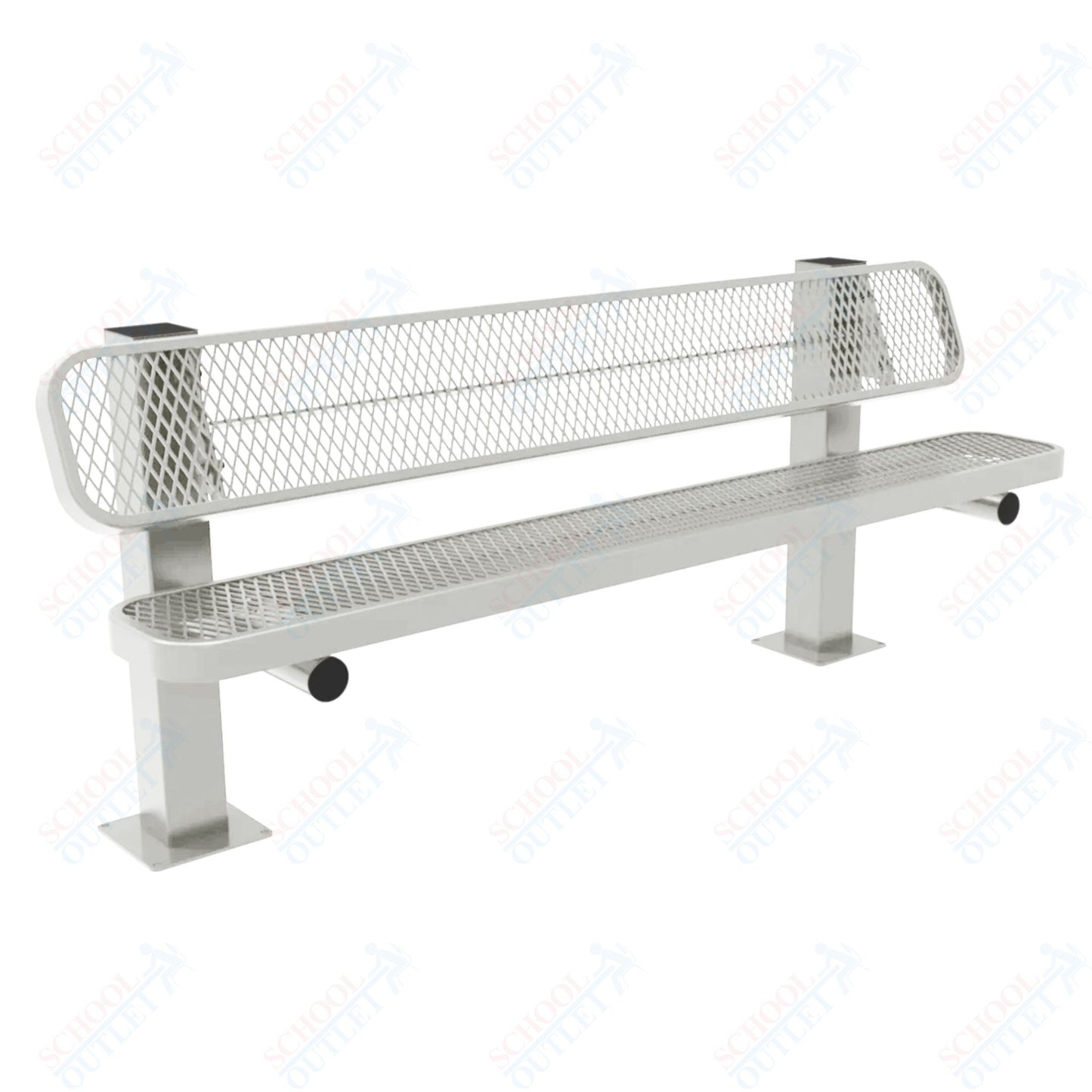 MyTcoat - Single Pedstal Outdoor Bench with Back - Surface Mount 6' L (MYT-BRT06-62)