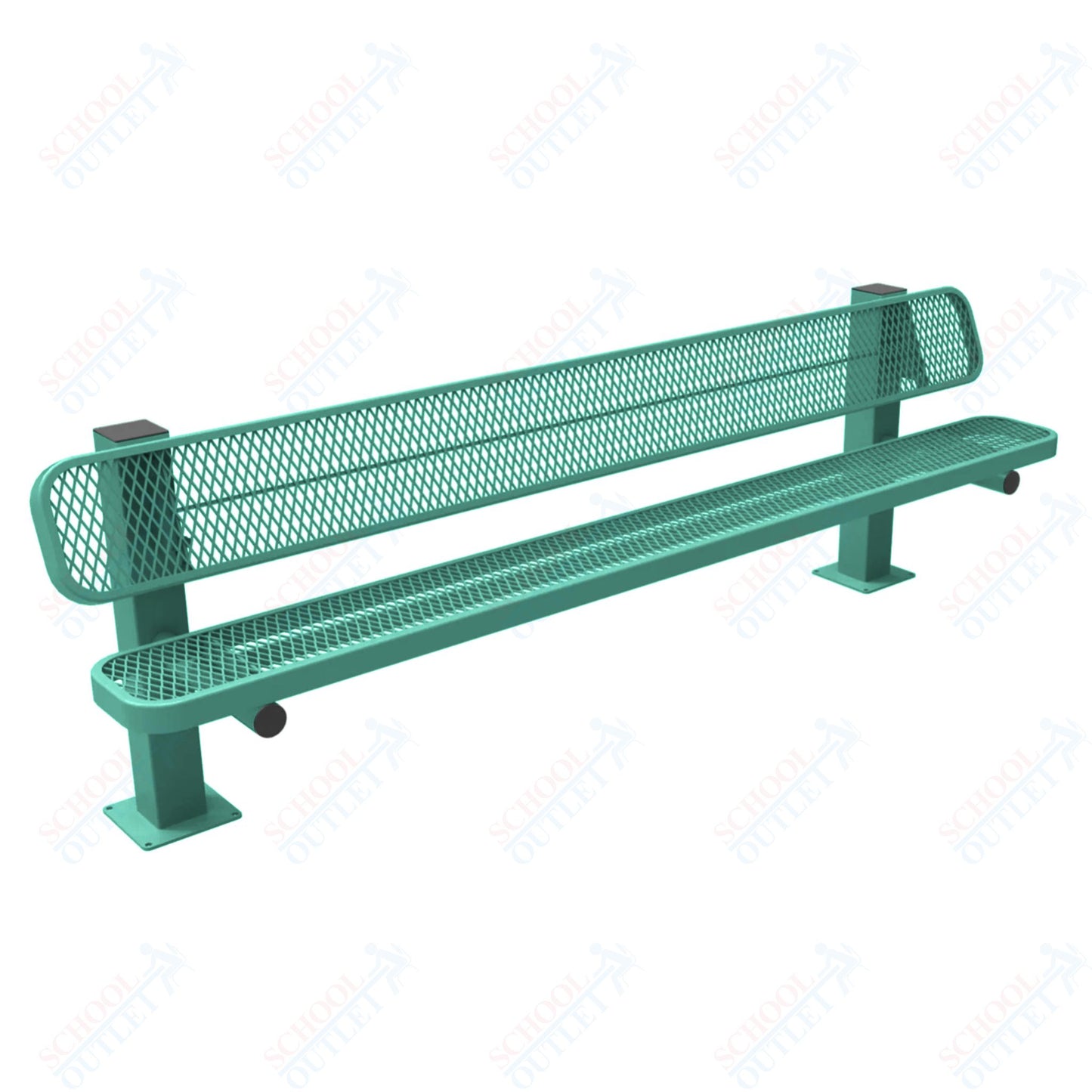 MyTcoat - Single Pedstal Outdoor Bench with Back - Surface Mount 8' L (MYT-BRT08-62)