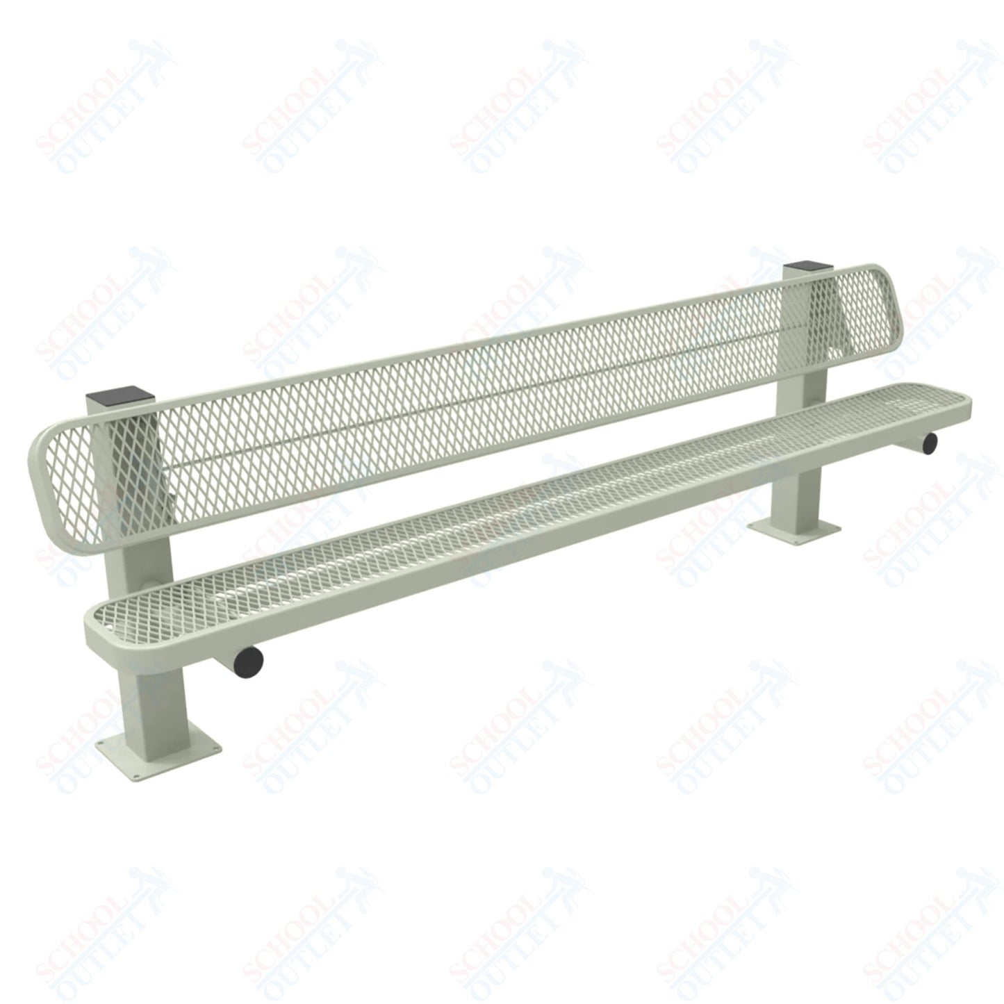 MyTcoat - Single Pedstal Outdoor Bench with Back - Surface Mount 8' L (MYT-BRT08-62)