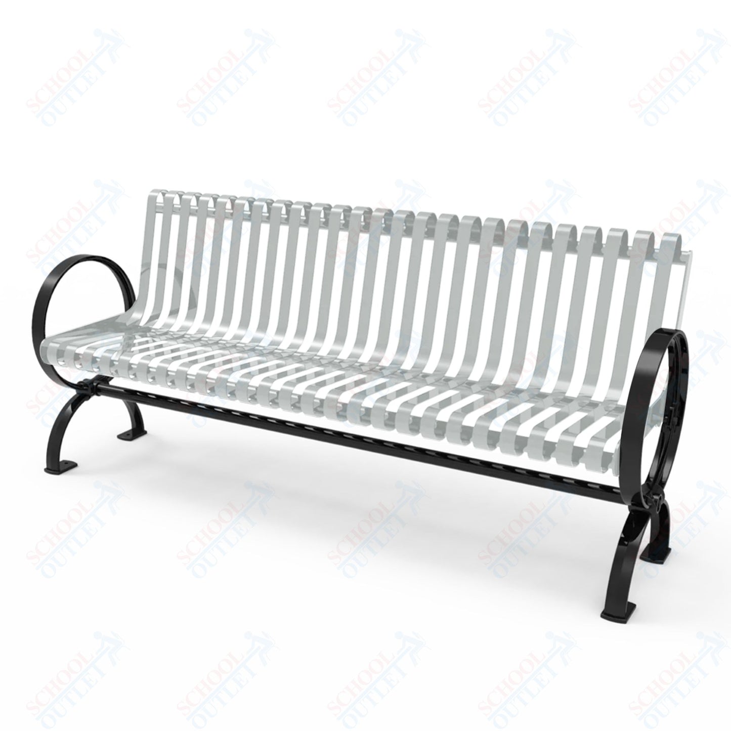 MyTcoat - Village Outdoor Bench with Rolled Back - Portable or Surface Mount 6' L (MYT-BVL06-R-58)