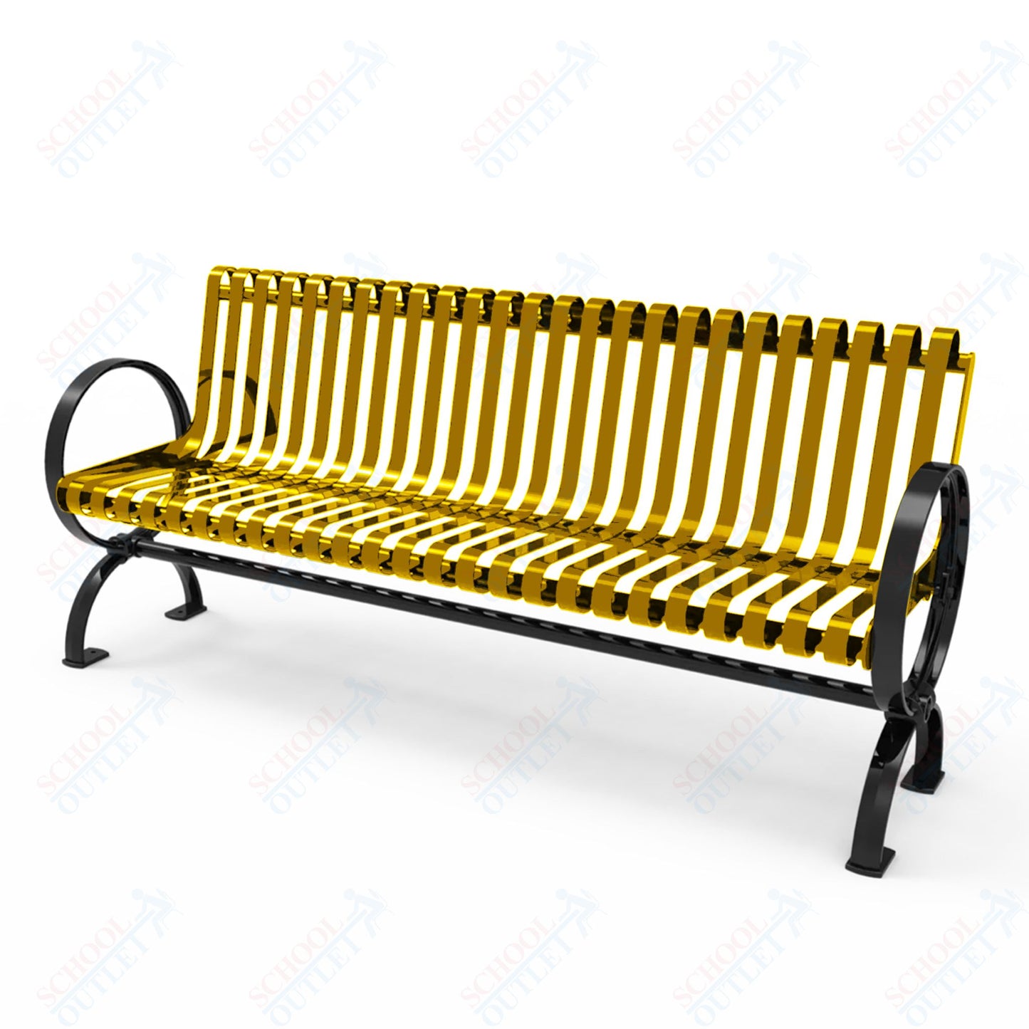 MyTcoat - Village Outdoor Bench with Rolled Back - Portable or Surface Mount 6' L (MYT-BVL06-R-58)