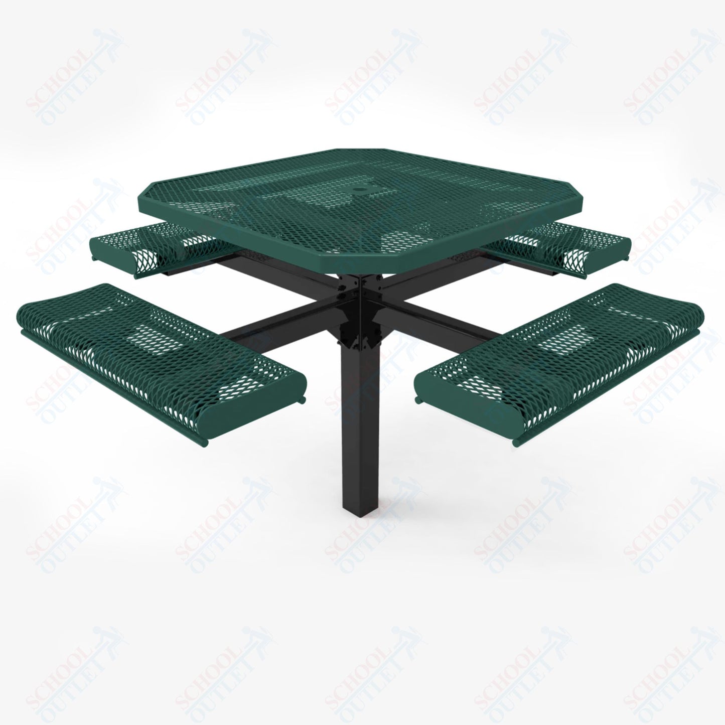 MyTcoat MYT-TOR46-12 46" Octagon Pedestal Picnic Table with Rolled Seats and Inground Mount (80.50"W x 80.50"D x 30"H)