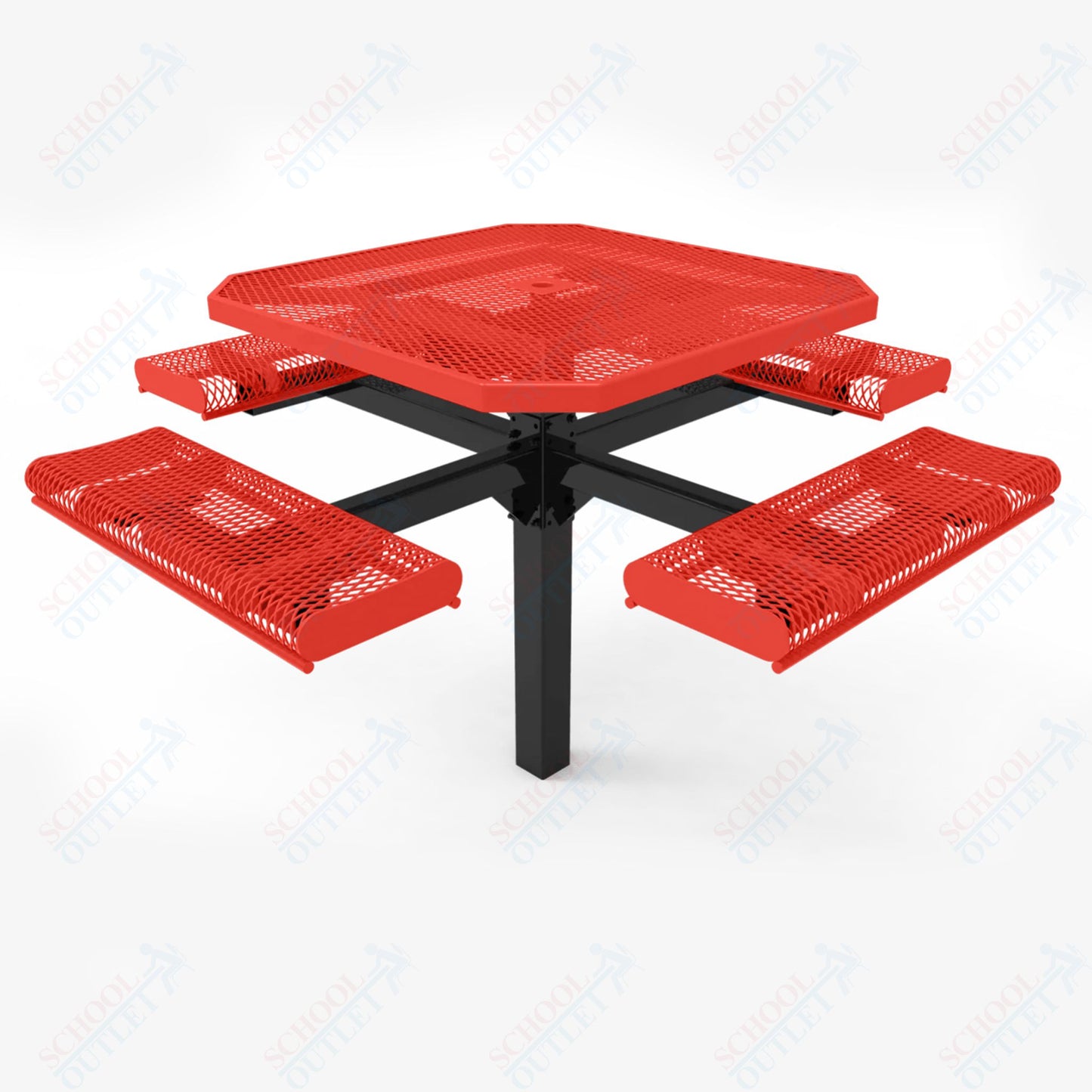 MyTcoat MYT-TOR46-12 46" Octagon Pedestal Picnic Table with Rolled Seats and Inground Mount (80.50"W x 80.50"D x 30"H)