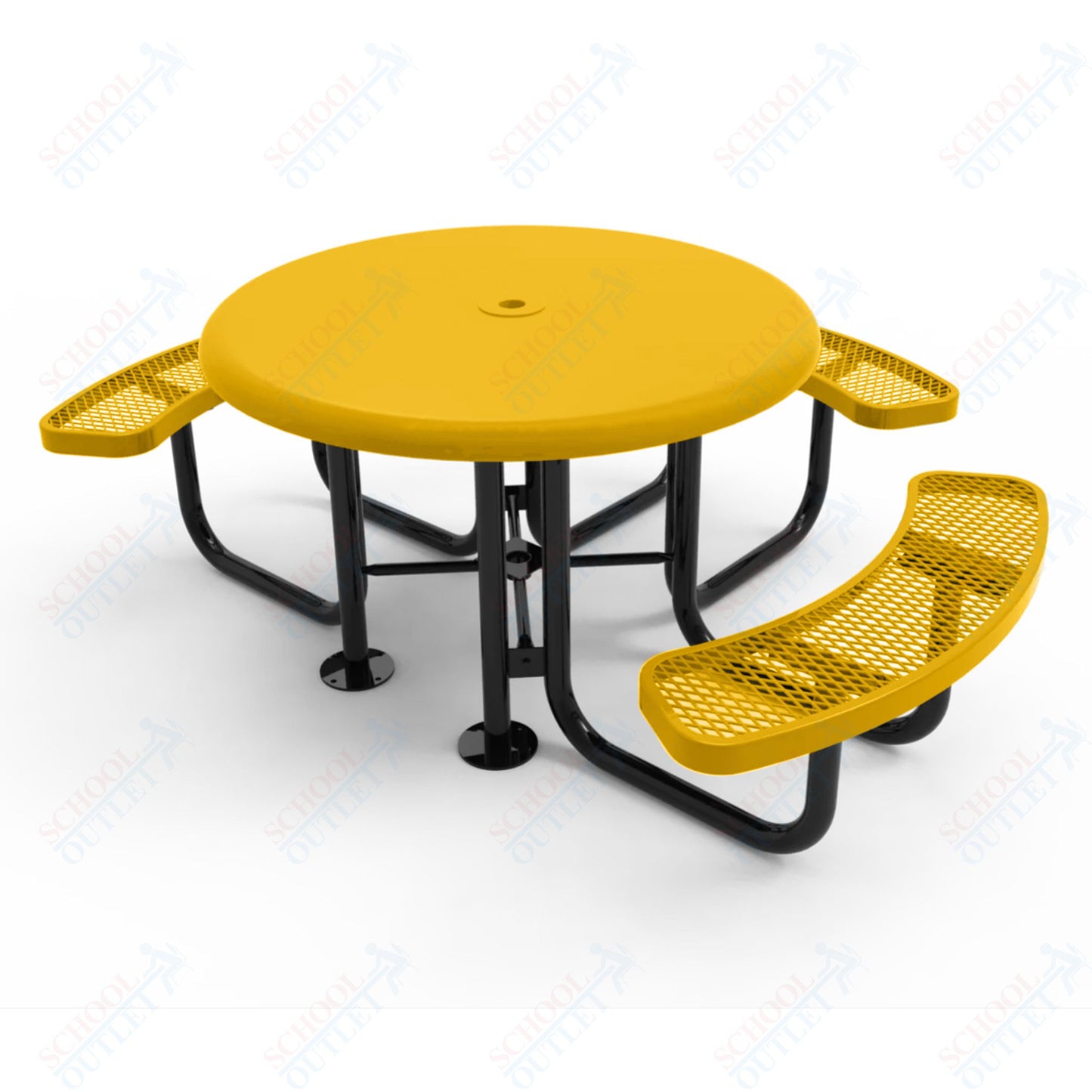 MyTcoat MYT-TRS46-003 46″ Round Solid Top Portable Picnic Table with 3 Seat (80"W x 71"D x 30"H)