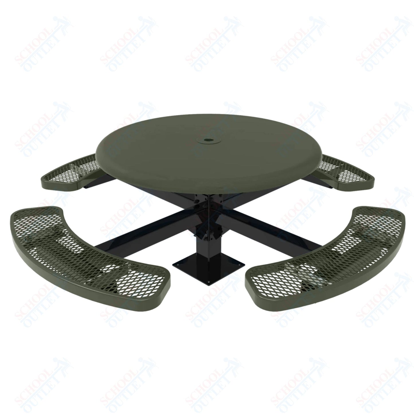 MyTcoat MYT-TRS46-13 46″ Round Solid Top Pedestal Picnic Table With Surface Mount (30"H)