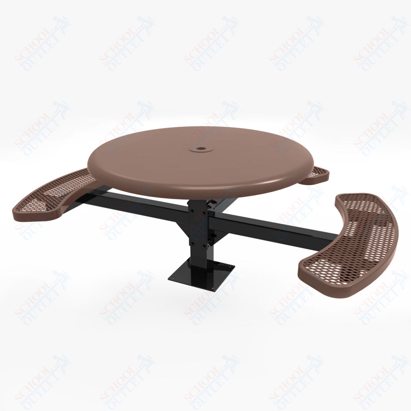 MyTcoat MYT-TRS46-15-003 46″ Round Solid Top Pedestal Picnic Table with Surface Mount, 3 Seat and ADA Accessible (30"H)