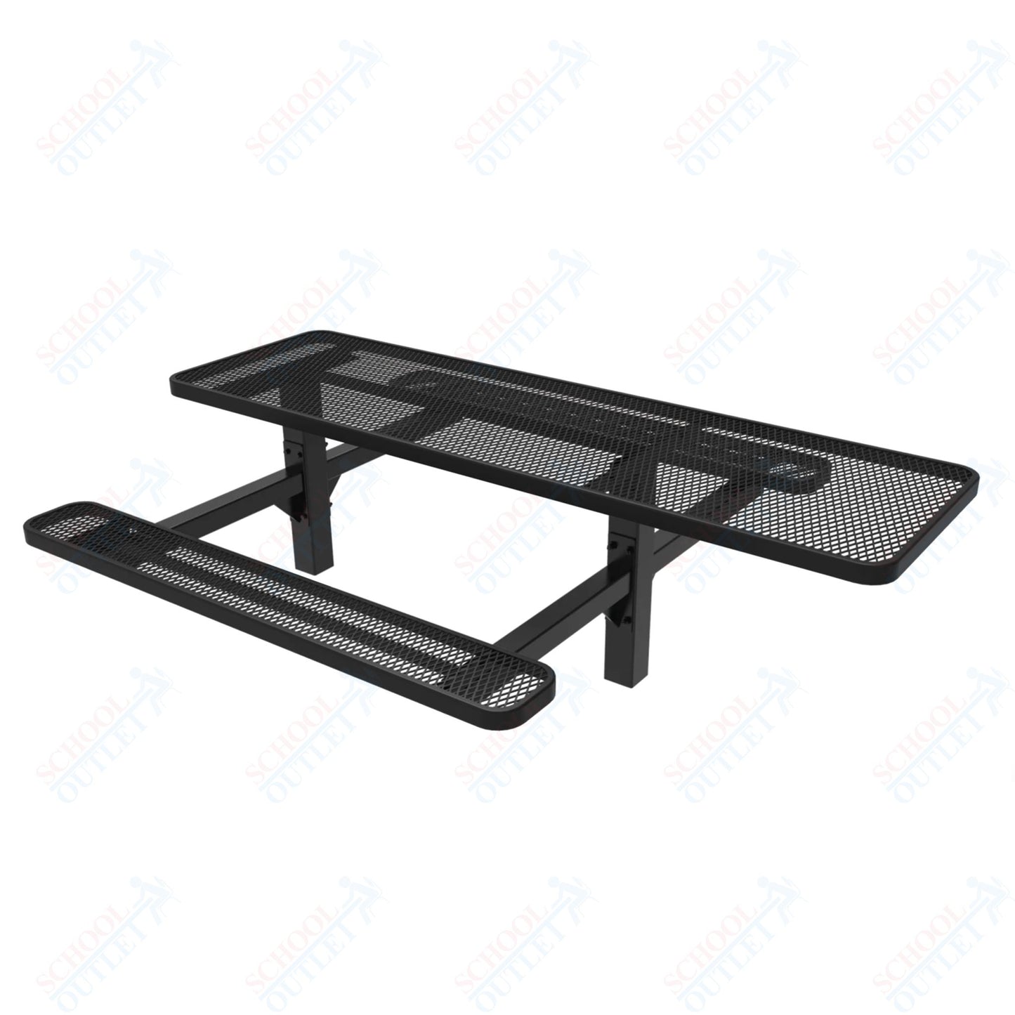 MyTcoat MYT-TRT08-08-001 8' Rectangular Double Pedestal Picnic Table with Inground Mount and ADA Accessible (96"W x 75.5"D x 30"H)