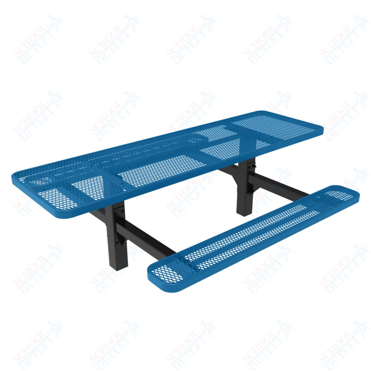 MyTcoat MYT-TRT08-08-002 8' Rectangular Double Pedestal Picnic Table with Inground Mount and Alternate ADA Accessible (96"W x 75.5"D x 30"H)