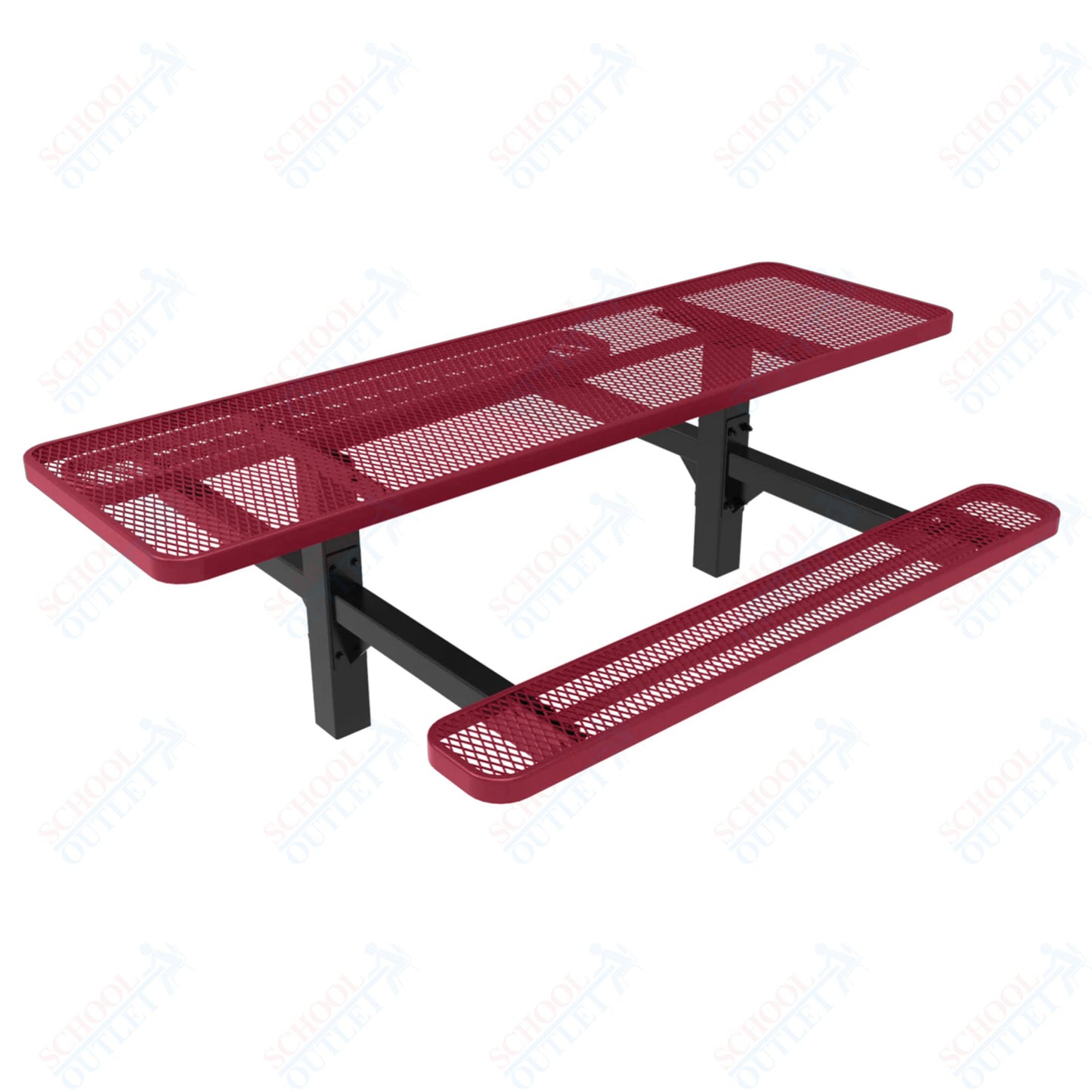 MyTcoat MYT-TRT08-08 8′ Rectangular Double Pedestal Picnic Table with Inground Mount (96"W x 75.5"D x 28.2"H)
