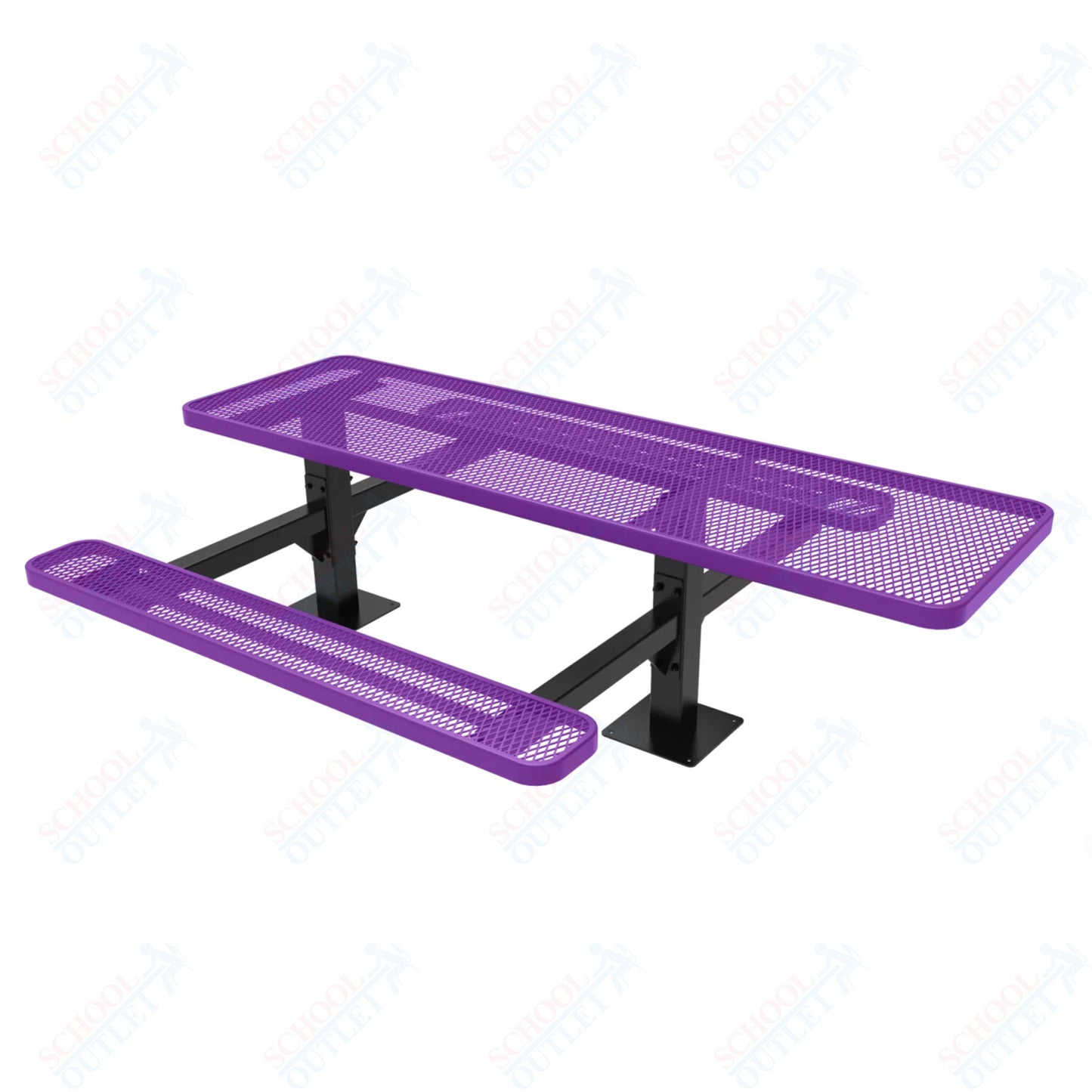 MyTcoat MYT-TRT08-09-001 8' Rectangular Double Pedestal Picnic Table with Surface Mount and ADA Accessible (96"W x 75.5"D x 30"H)