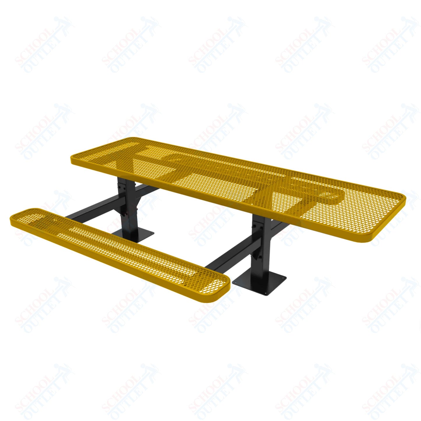 MyTcoat MYT-TRT08-09-001 8' Rectangular Double Pedestal Picnic Table with Surface Mount and ADA Accessible (96"W x 75.5"D x 30"H)