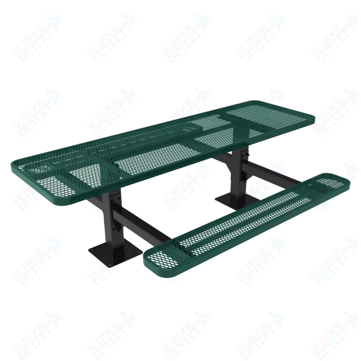 MyTcoat MYT-TRT08-09-002 8' Rectangular Double Pedestal Picnic Table with Surface Mount and Alternate ADA Accessible (96"W x 75.5"D x 30"H)