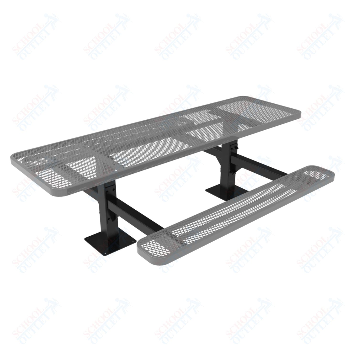MyTcoat MYT-TRT08-09-002 8' Rectangular Double Pedestal Picnic Table with Surface Mount and Alternate ADA Accessible (96"W x 75.5"D x 30"H)