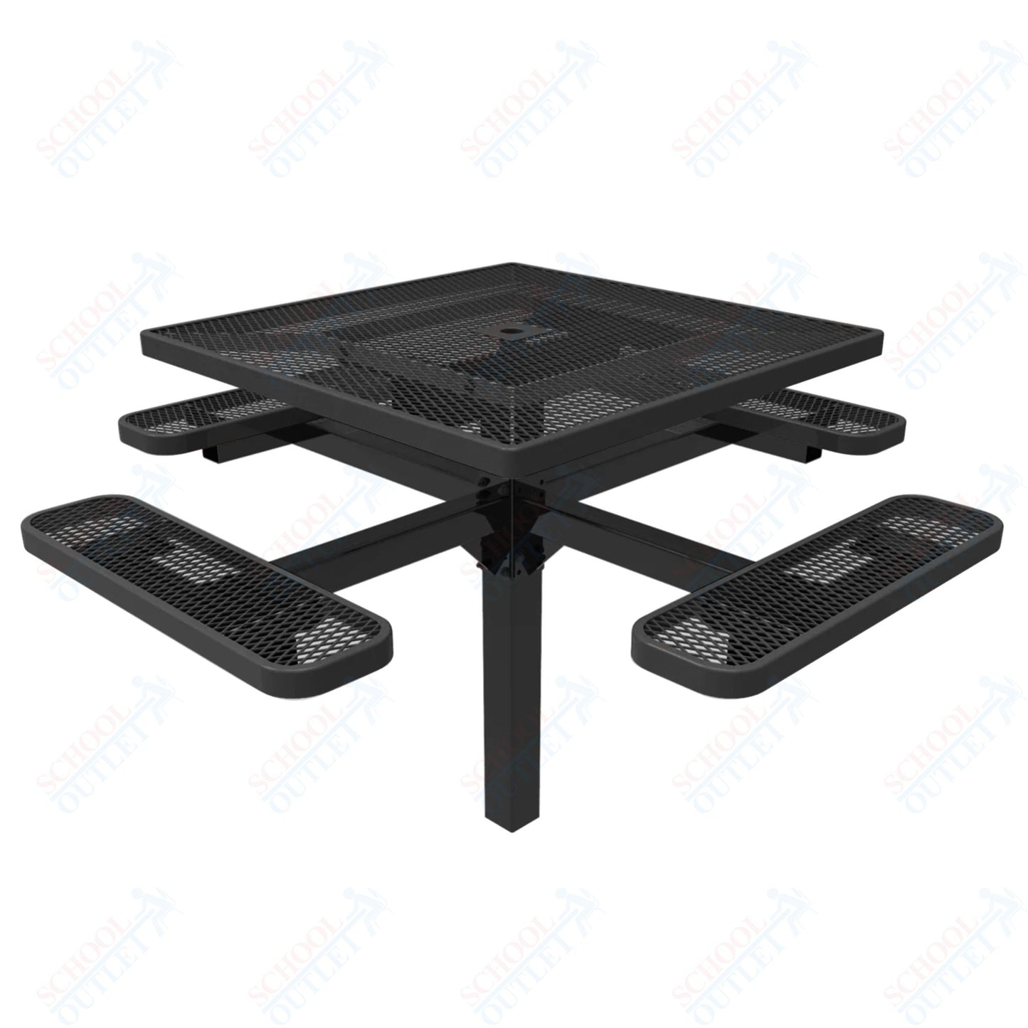 MyTcoat MYT-TSQ46-12 46″ Square Pedestal Picnic Table With Inground Mount (76"W x 76"D x 30"H)