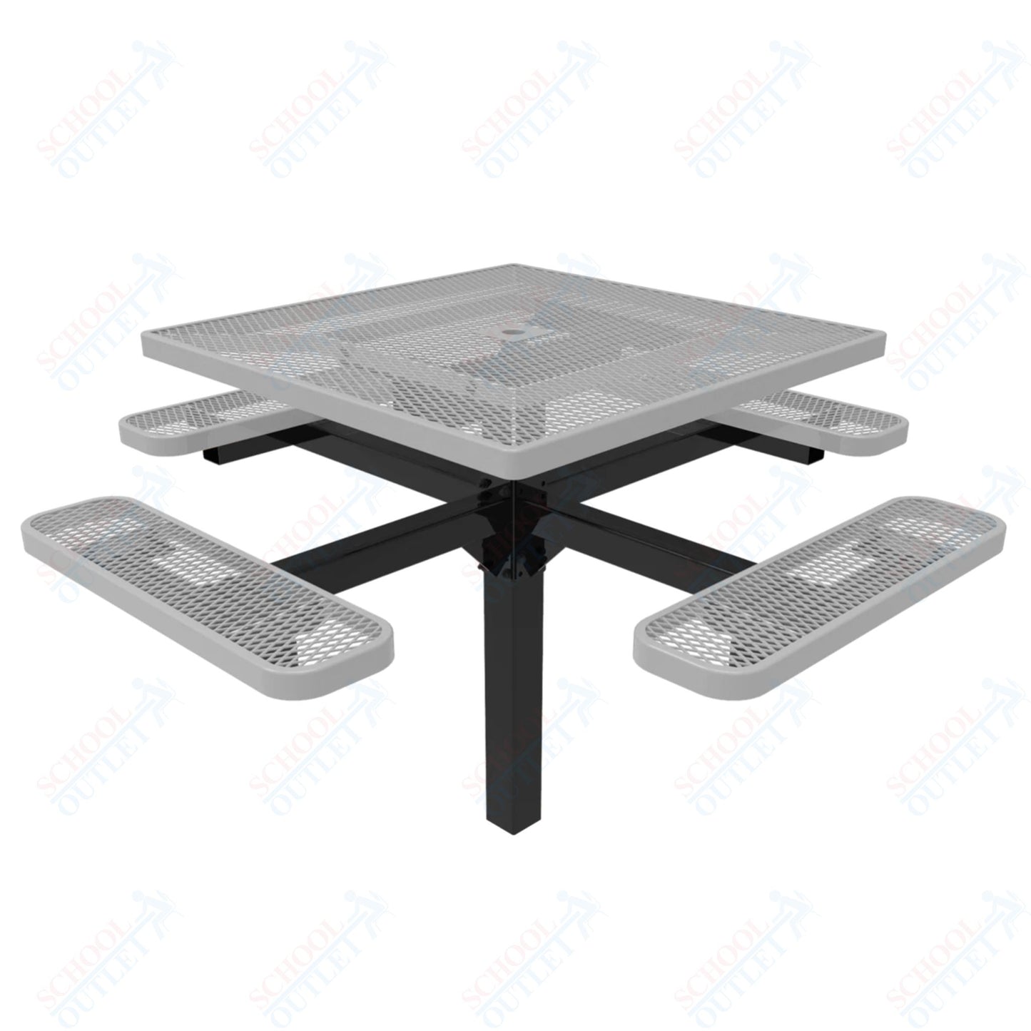 MyTcoat MYT-TSQ46-12 46″ Square Pedestal Picnic Table With Inground Mount (76"W x 76"D x 30"H)
