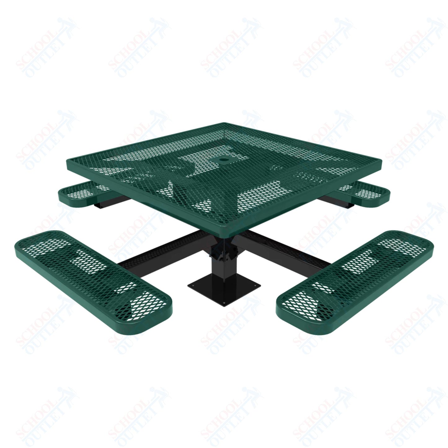 MyTcoat MYT-TSQ46-13 46″ Square Pedestal Picnic Table With Surface Mount (76"W x 76"D x 30"H)
