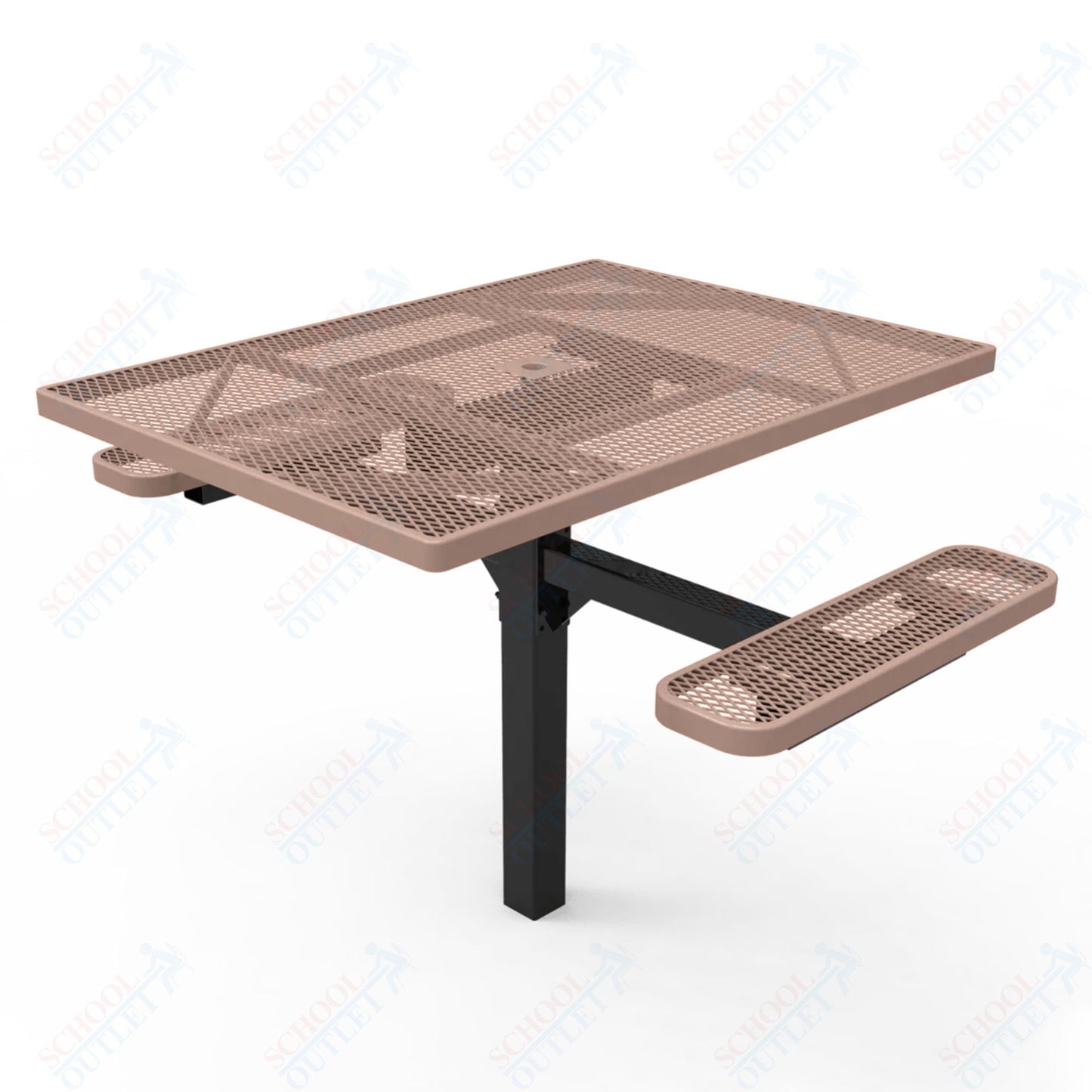 MyTcoat MYT-TSQ46-16-012 46″ Square Pedestal Picnic Table with Inground Mount, 2 Seat and Alternate ADA Accessible (77"W x 63"D x 30"H)