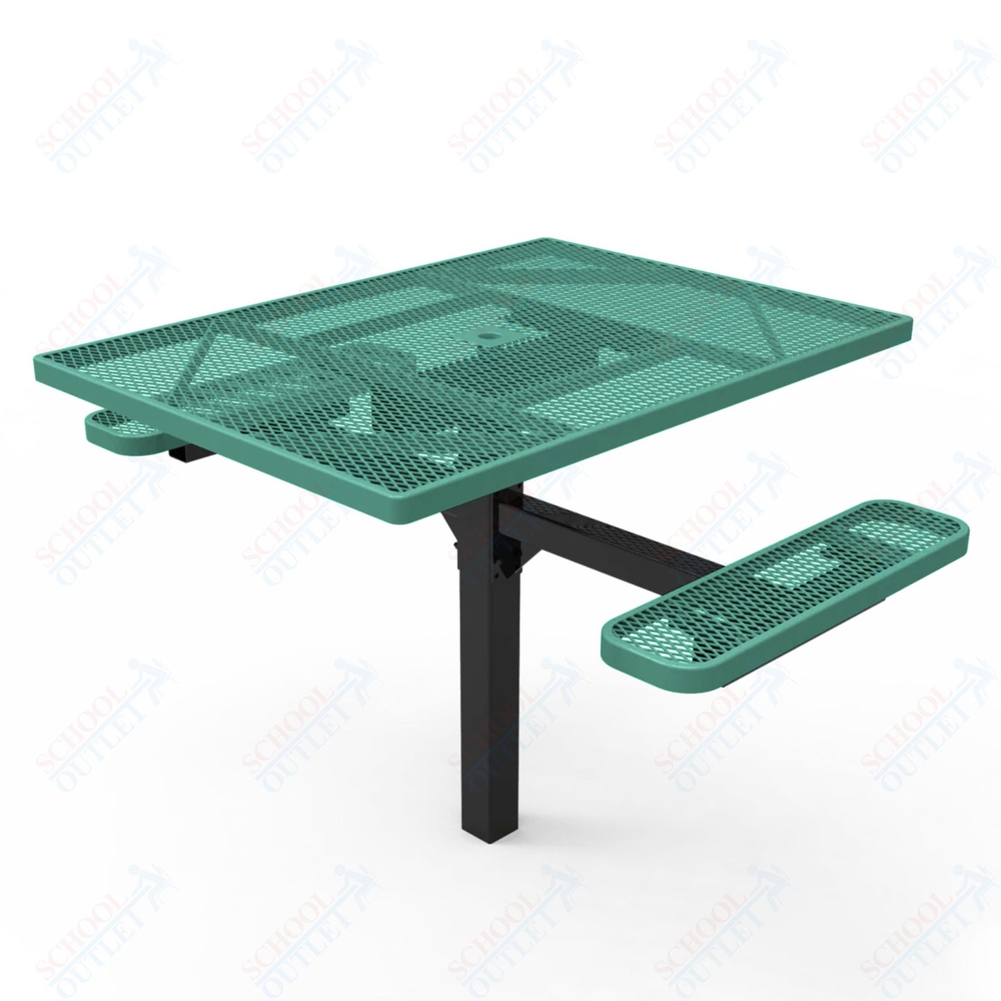 MyTcoat MYT-TSQ46-16-012 46″ Square Pedestal Picnic Table with Inground Mount, 2 Seat and Alternate ADA Accessible (77"W x 63"D x 30"H)