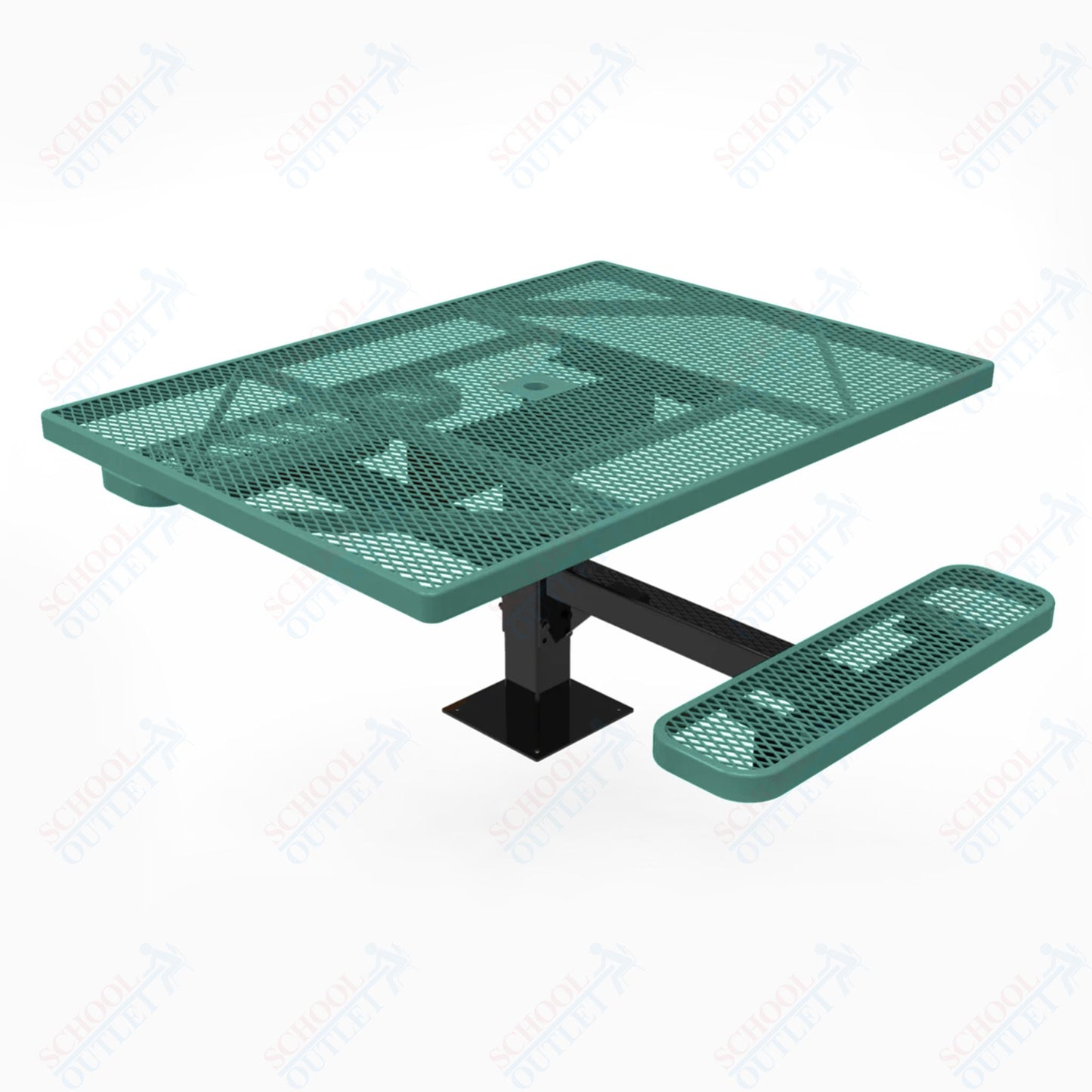 MyTcoat MYT-TSQ46-17-012 46″ Square Pedestal Picnic Table with Surface Mount, 2 Seat and Alternate ADA Accessible (77"W x 63"D x 30"H)
